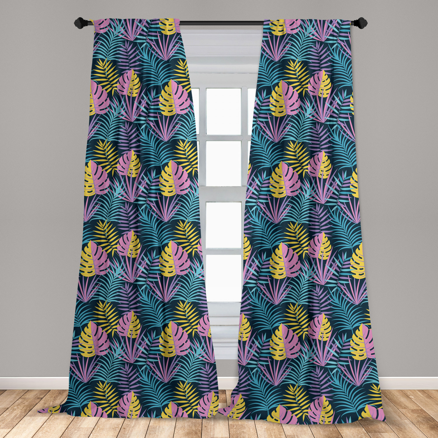 Tropic Microfiber Curtains 2 Panel Set Living Room Bedroom in 3 Sizes - Picture 7 of 54