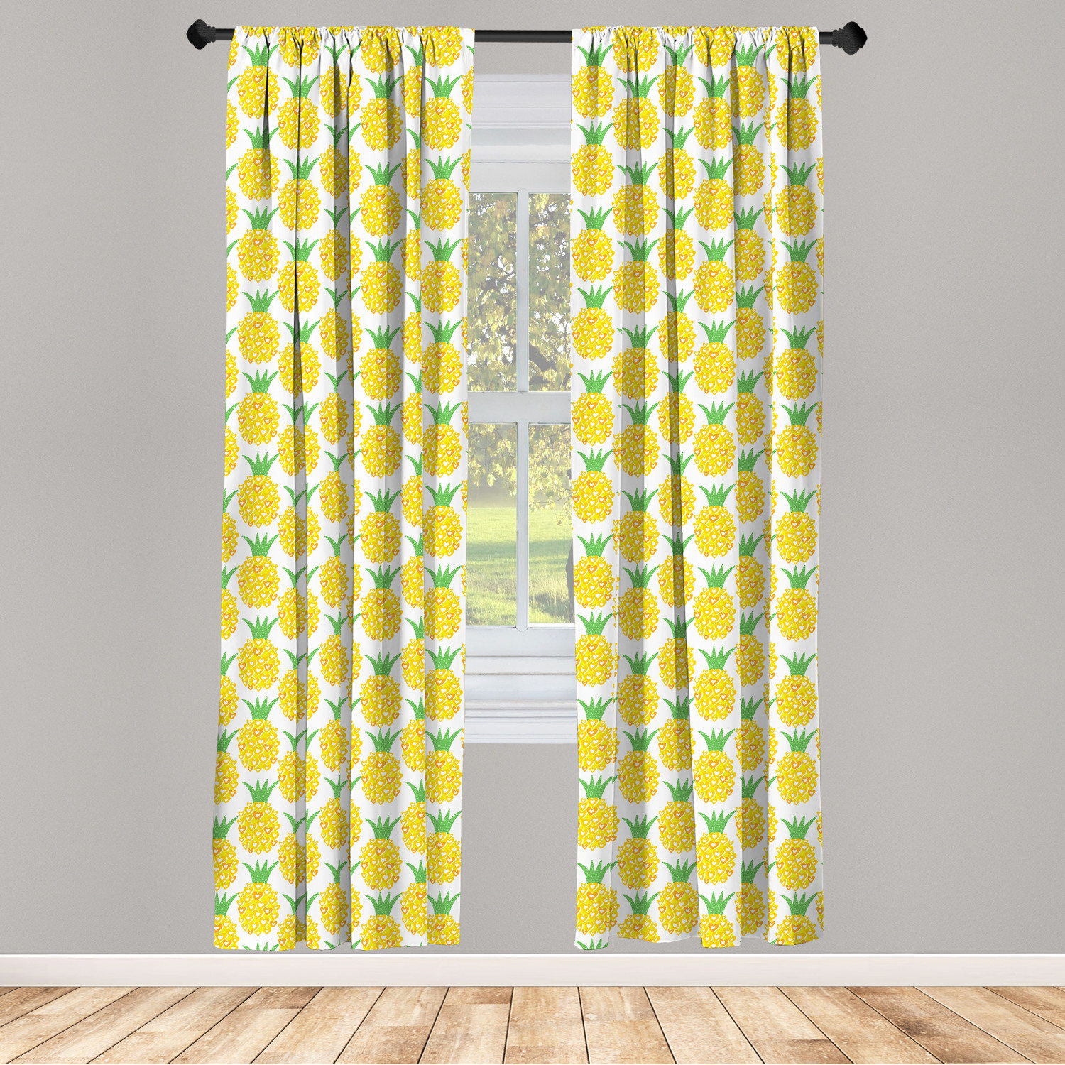 Pineapple Microfiber Curtains 2 Panel Set Living Room Bedroom in 3