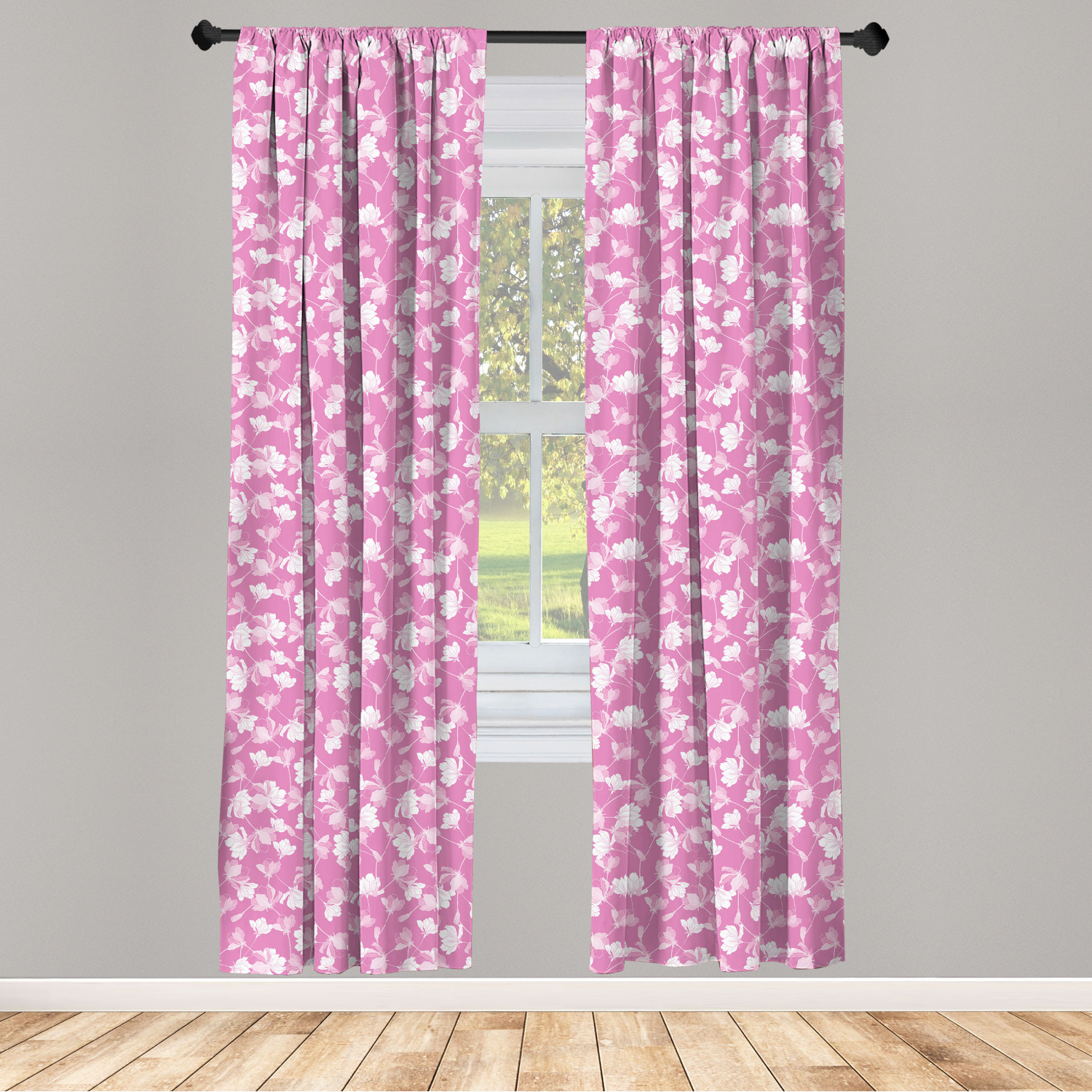 Pale Pink Microfiber Curtains 2 Panel Set Living Room Bedroom in 3 Sizes 
