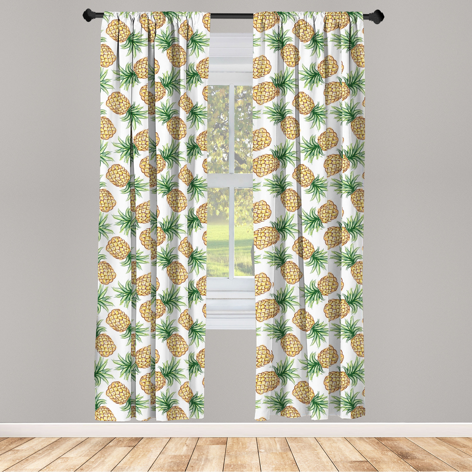 Pineapple Microfiber Curtains 2 Panel Set Living Room Bedroom in 3