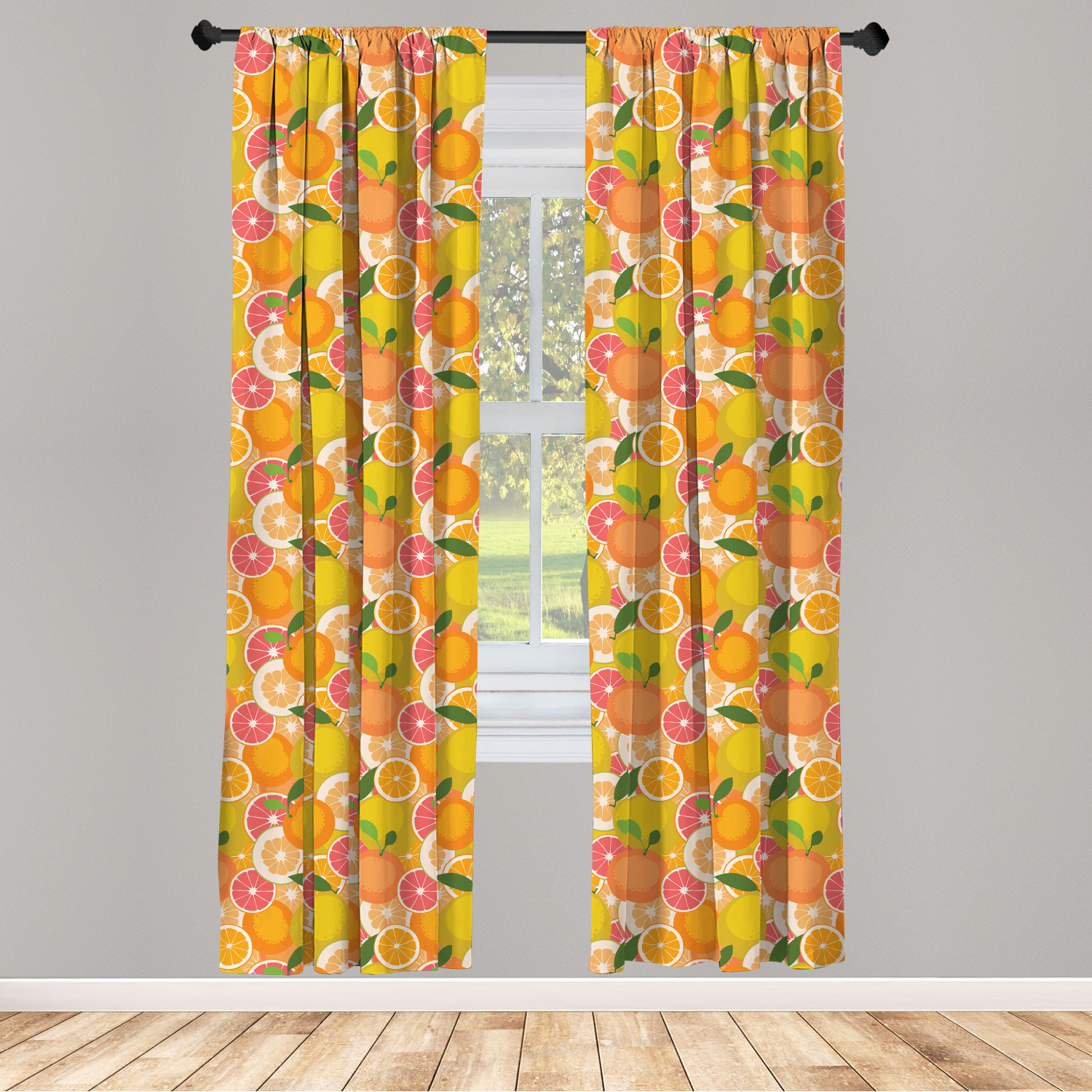 Tangerine Microfiber Curtains 2 Panel Set Living Room Bedroom in 3