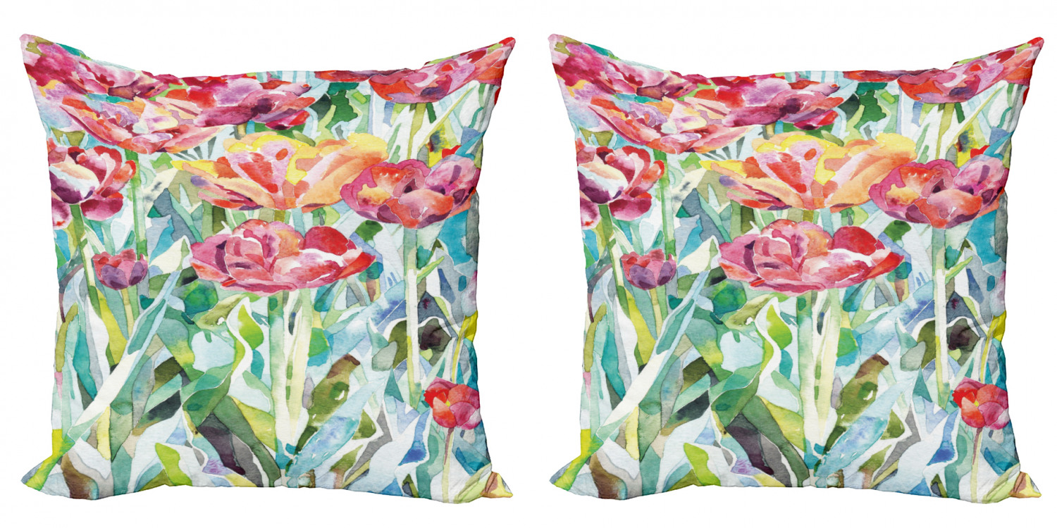 Ambesonne Colorful Theme Cushion Cover Set of 2 for Couch and Bed in 4 Sizes