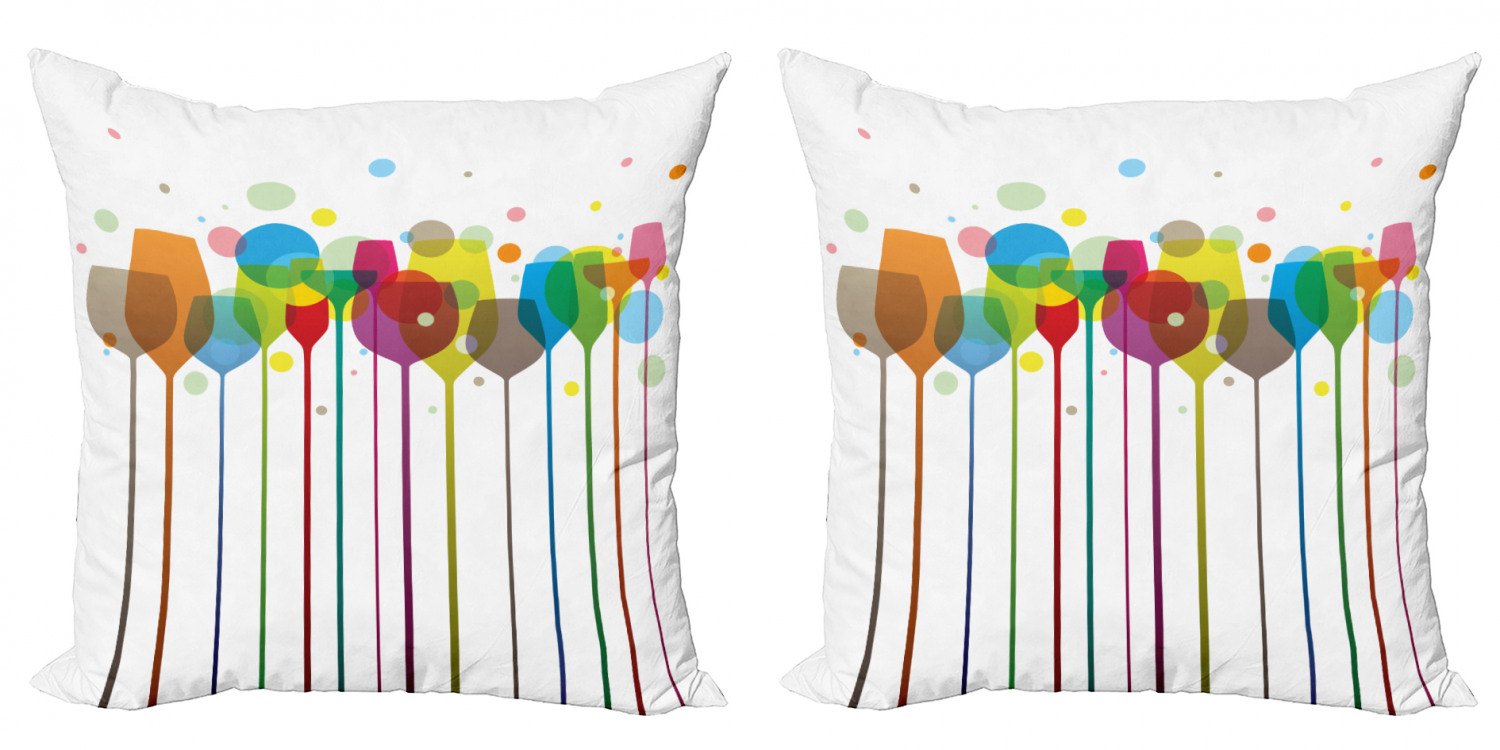 Ambesonne Colorful Theme Cushion Cover Set of 2 for Couch and Bed in 4 Sizes