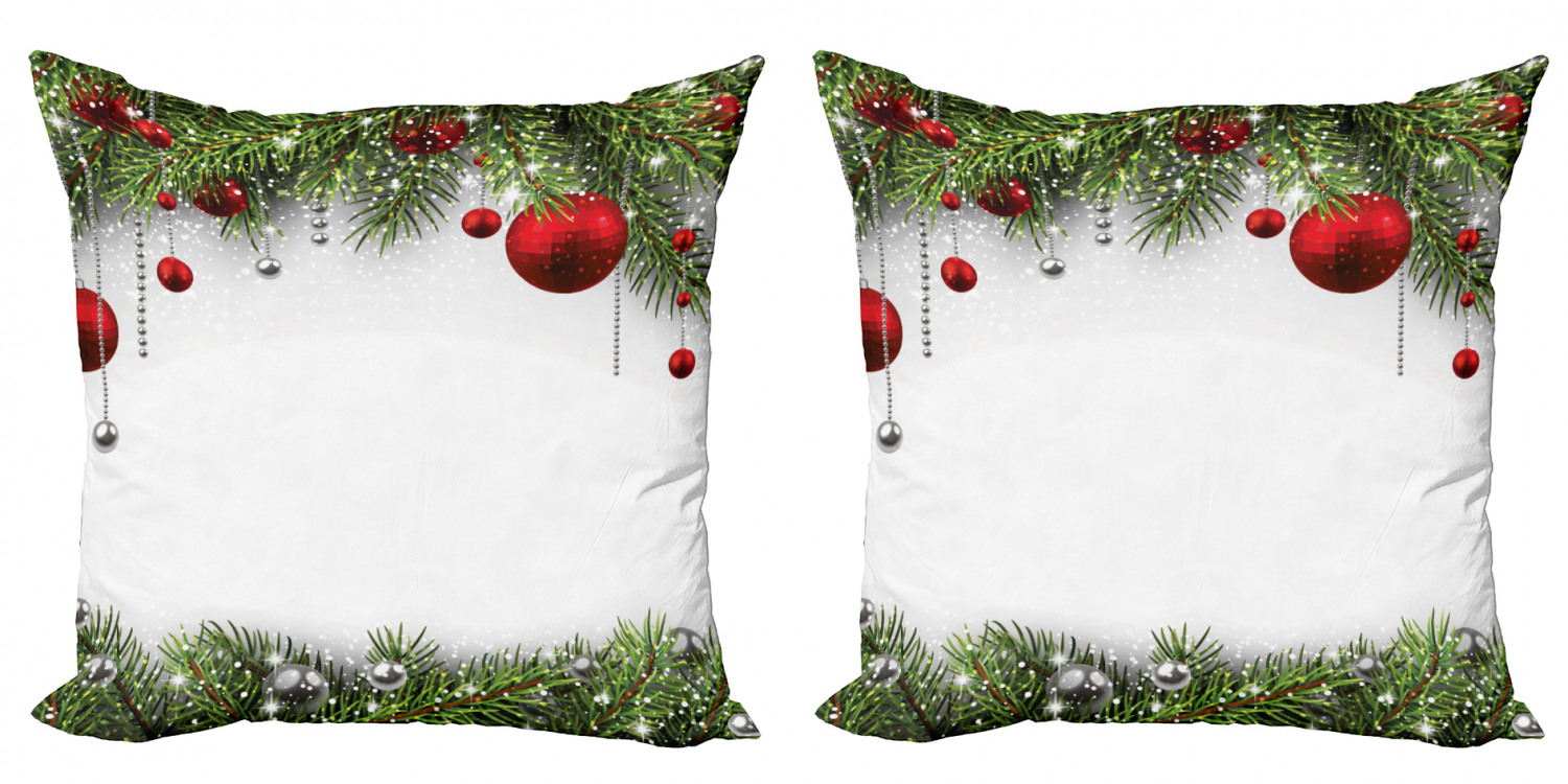 Ambesonne Christmas Print Cushion Cover Set of 2 for Couch and Bed in 4