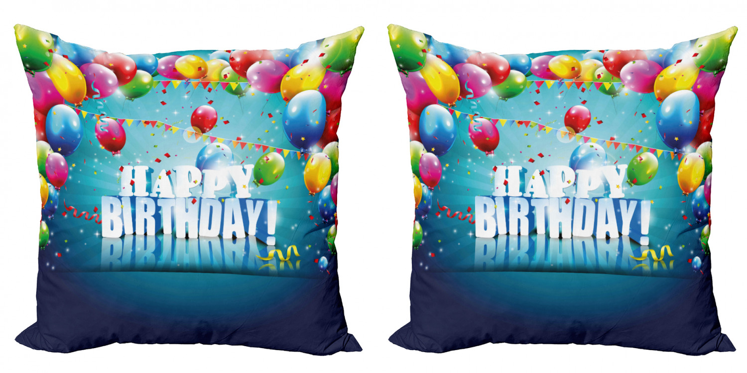 Ambesonne Birthday Party Cushion Cover Set of 2 for Couch and Bed in 4 Sizes - Picture 58 of 63