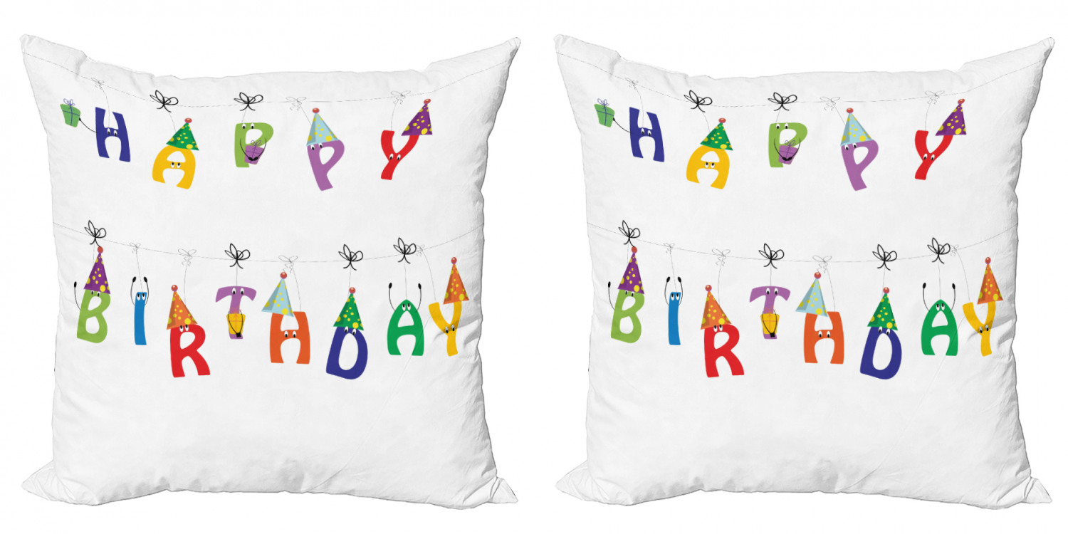 Ambesonne Birthday Party Cushion Cover Set of 2 for Couch and Bed in 4 Sizes - Picture 39 of 63