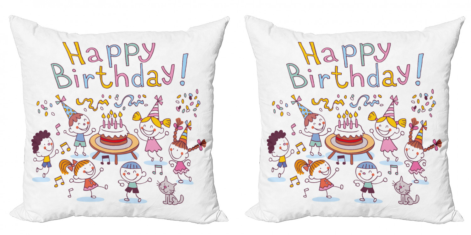 Ambesonne Birthday Party Cushion Cover Set of 2 for Couch and Bed in 4 Sizes - Picture 45 of 63