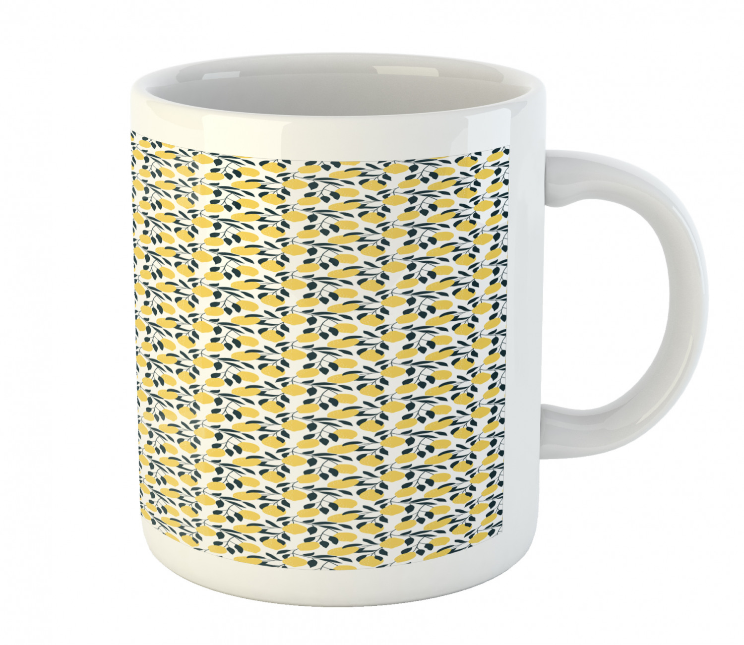 Ambesonne Lemons Pattern Ceramic Coffee Mug Cup for Water Tea Drinks, 11 oz - Picture 170 of 244