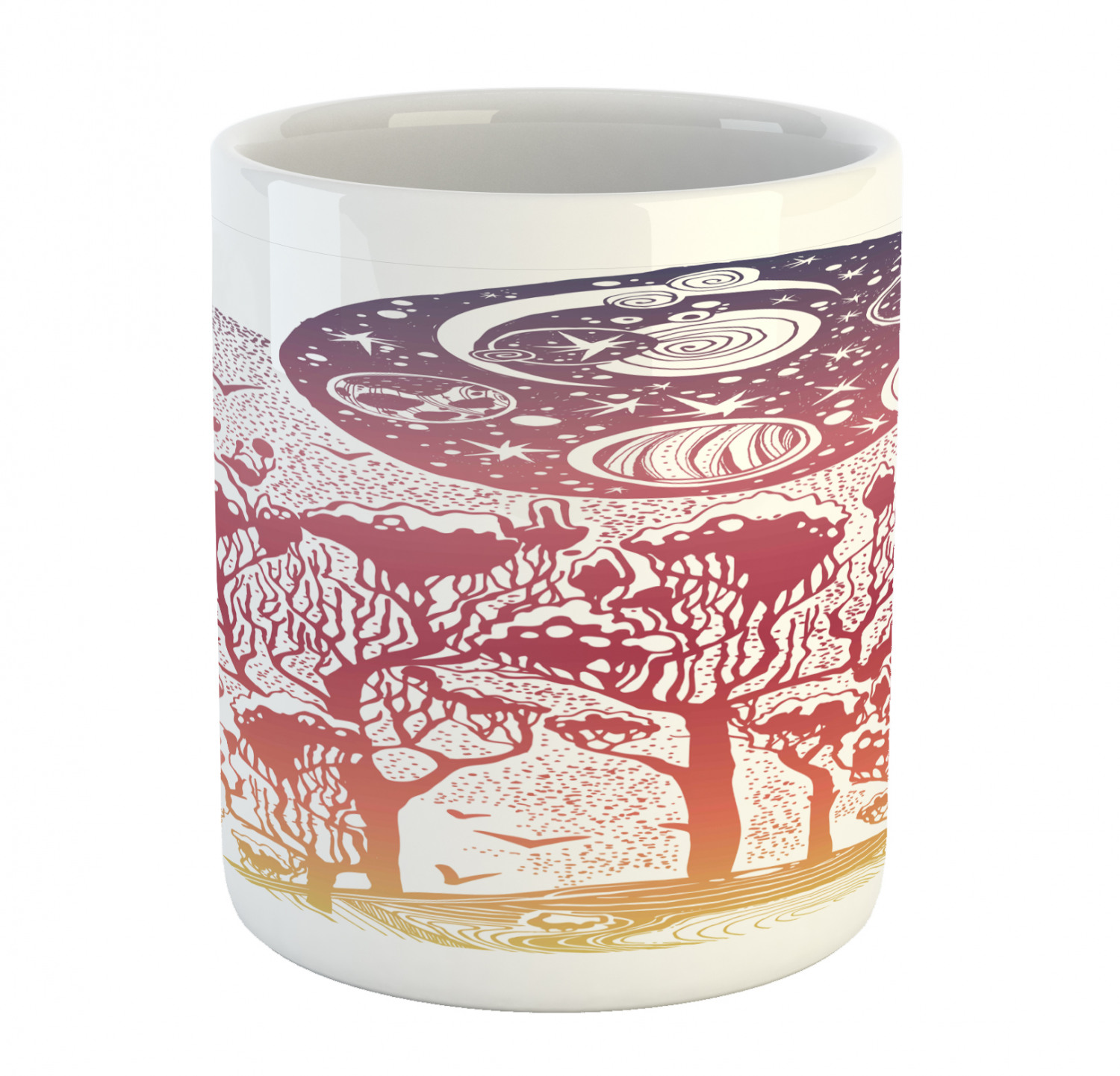 Ambesonne Abstract Surreal Ceramic Coffee Mug Cup for Water Tea Drinks, 11 oz - Picture 241 of 244