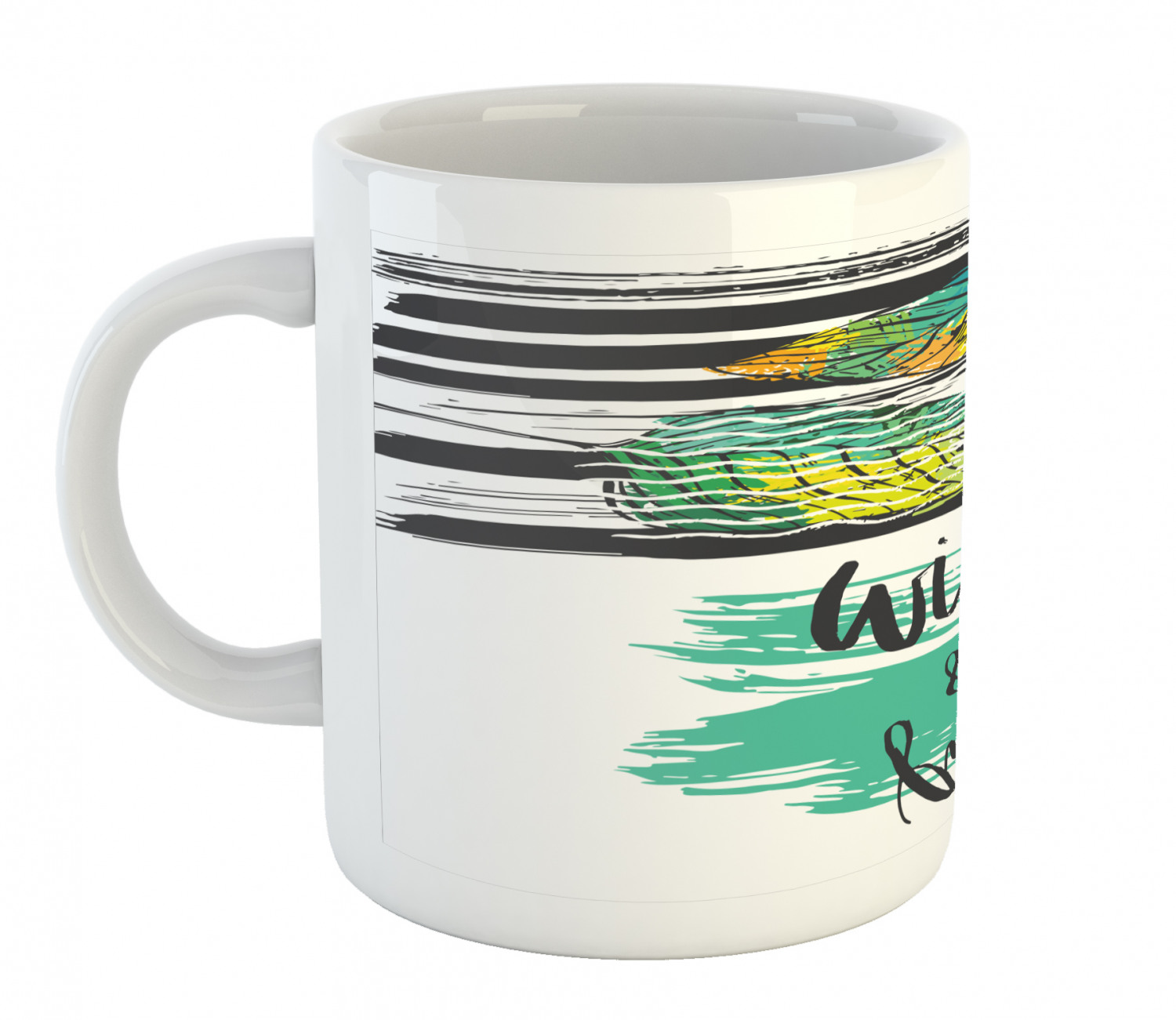 Ambesonne Abstract Surreal Ceramic Coffee Mug Cup for Water Tea Drinks, 11 oz - Picture 235 of 244