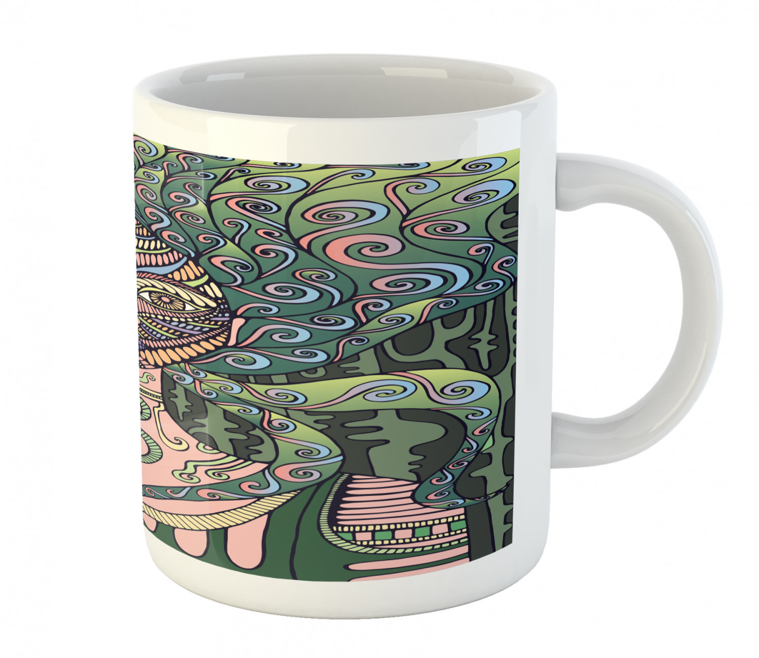Ambesonne Abstract Surreal Ceramic Coffee Mug Cup for Water Tea Drinks, 11 oz - Picture 130 of 244
