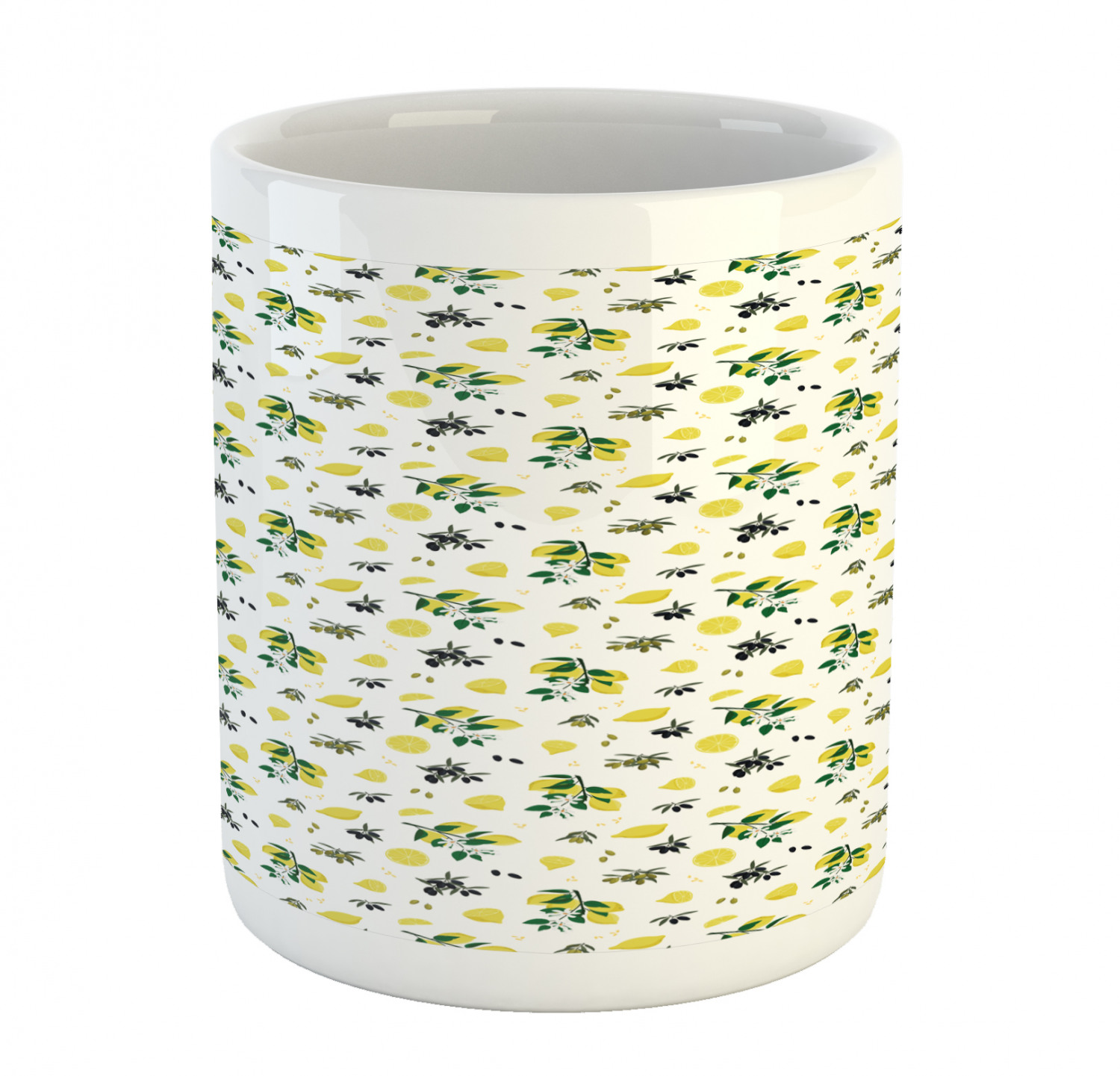 Ambesonne Lemons Pattern Ceramic Coffee Mug Cup for Water Tea Drinks, 11 oz - Picture 201 of 244