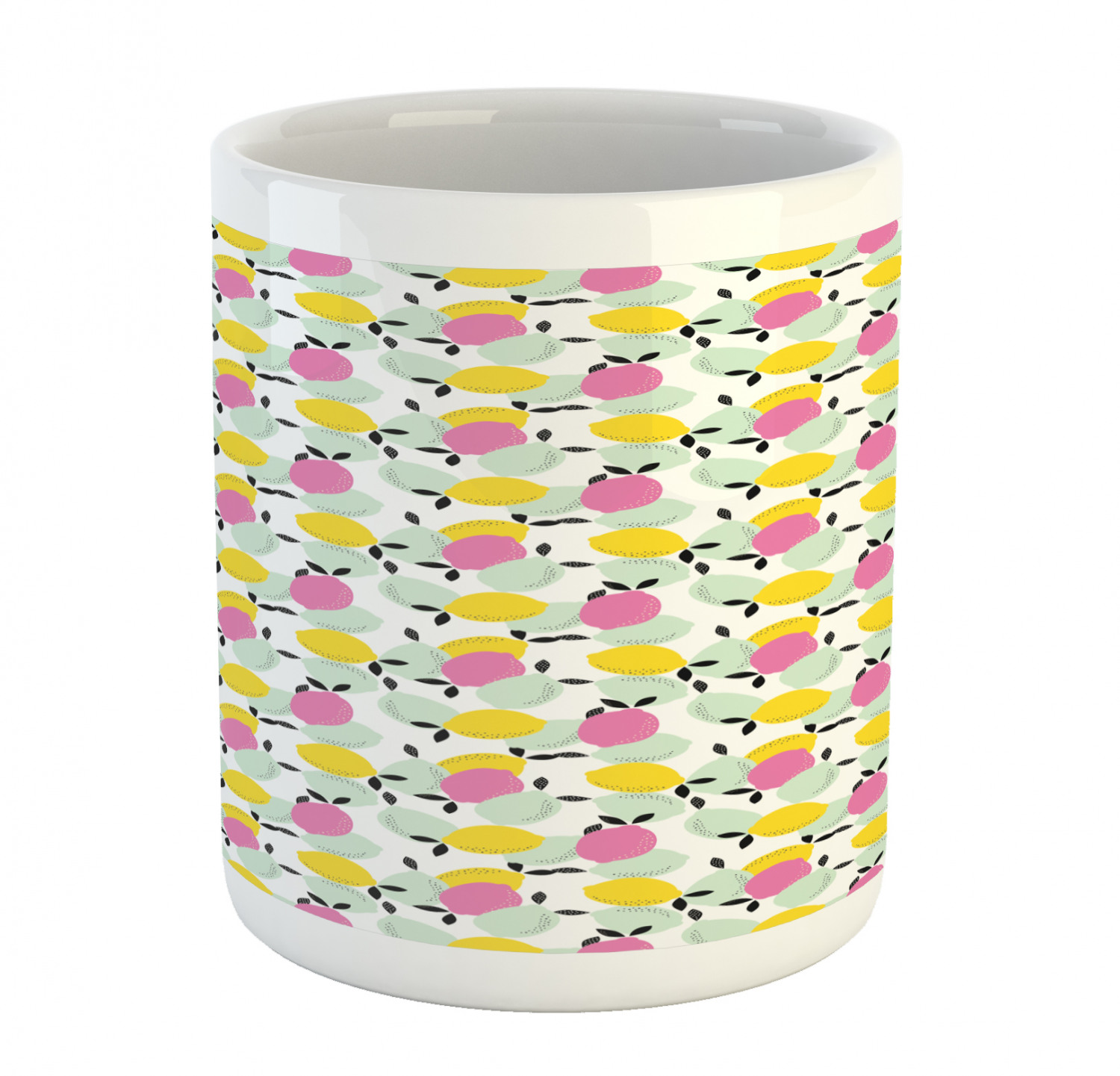 Ambesonne Lemons Pattern Ceramic Coffee Mug Cup for Water Tea Drinks, 11 oz - Picture 229 of 244