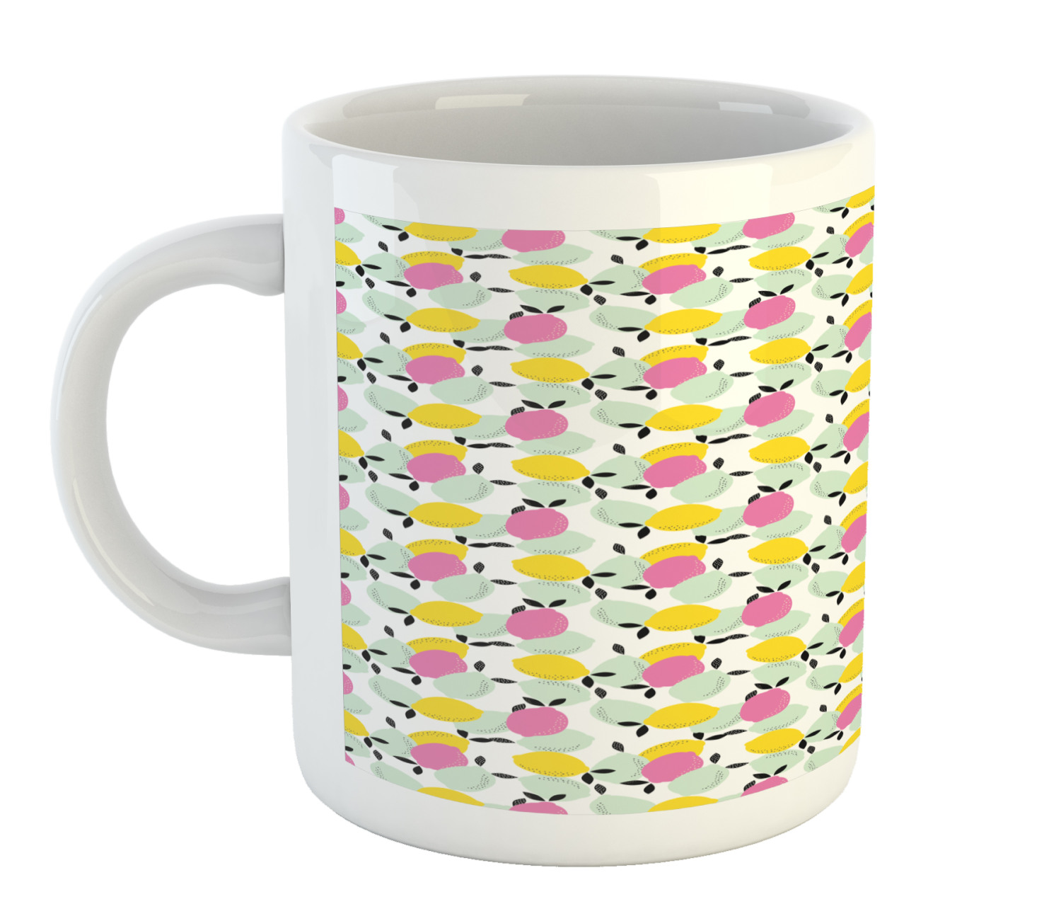 Ambesonne Lemons Pattern Ceramic Coffee Mug Cup for Water Tea Drinks, 11 oz - Picture 231 of 244