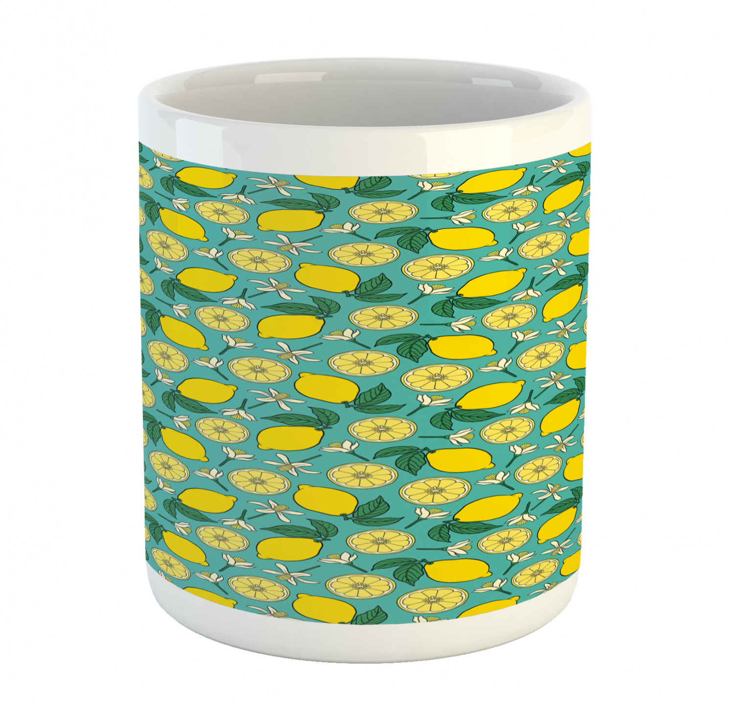 Ambesonne Lemons Pattern Ceramic Coffee Mug Cup for Water Tea Drinks, 11 oz - Picture 173 of 244