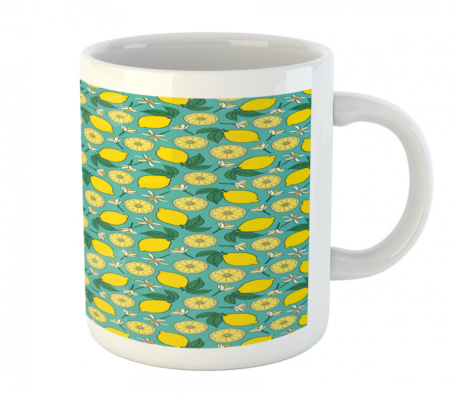 Ambesonne Lemons Pattern Ceramic Coffee Mug Cup for Water Tea Drinks, 11 oz - Picture 174 of 244