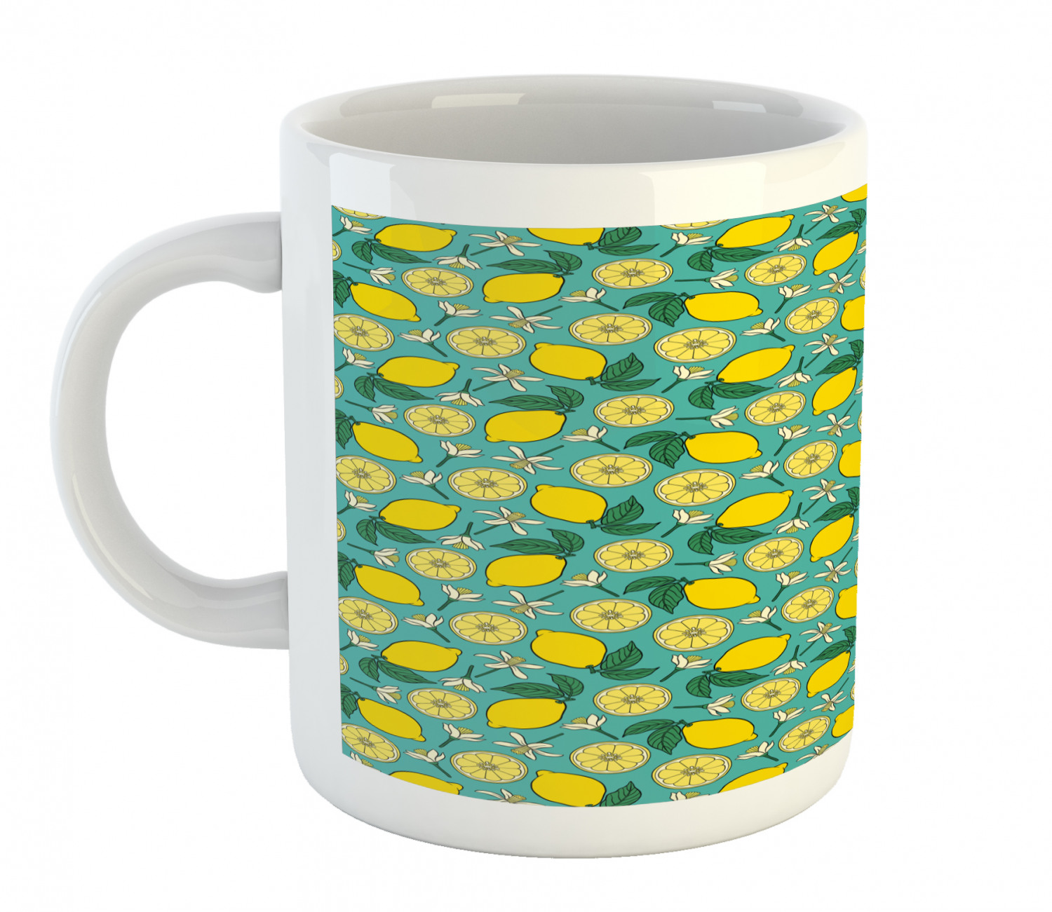 Ambesonne Lemons Pattern Ceramic Coffee Mug Cup for Water Tea Drinks, 11 oz - Picture 175 of 244