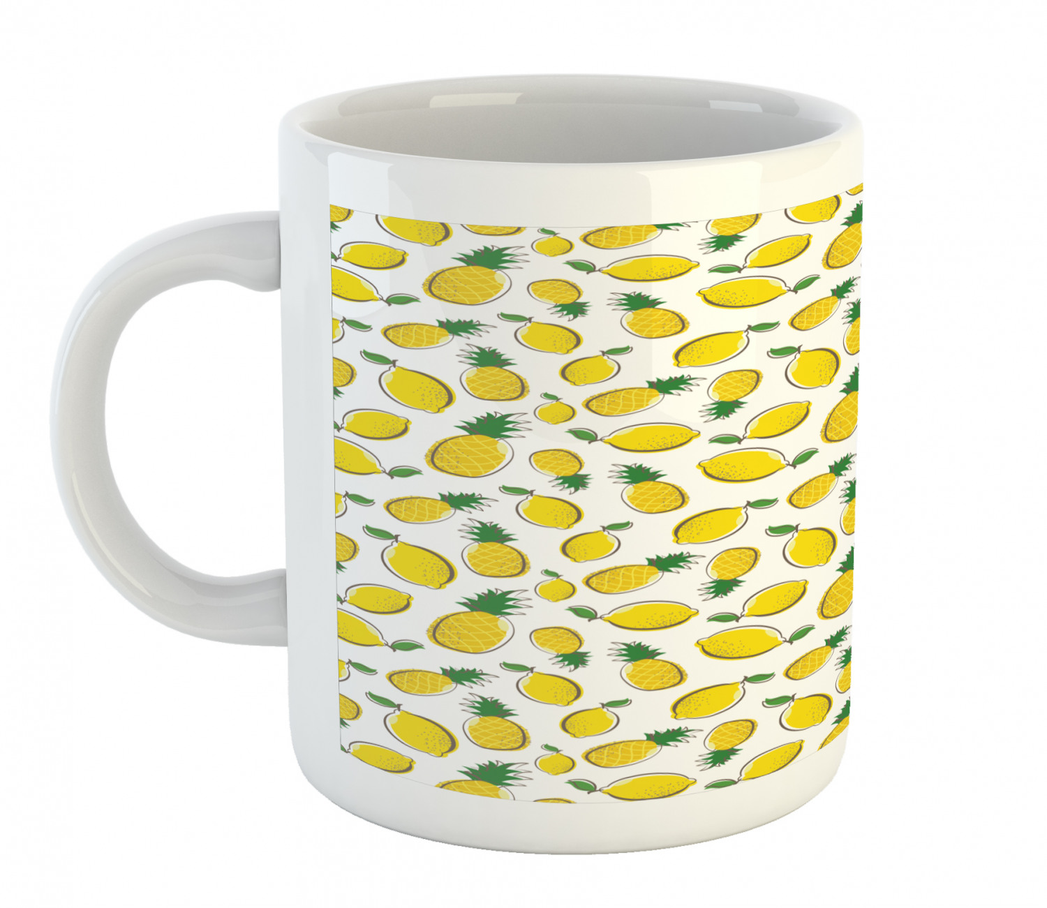 Ambesonne Lemons Pattern Ceramic Coffee Mug Cup for Water Tea Drinks, 11 oz - Picture 111 of 244