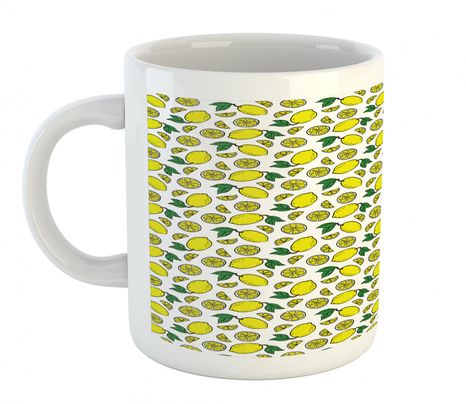 Ambesonne Lemons Pattern Ceramic Coffee Mug Cup for Water Tea Drinks, 11 oz - Picture 239 of 244