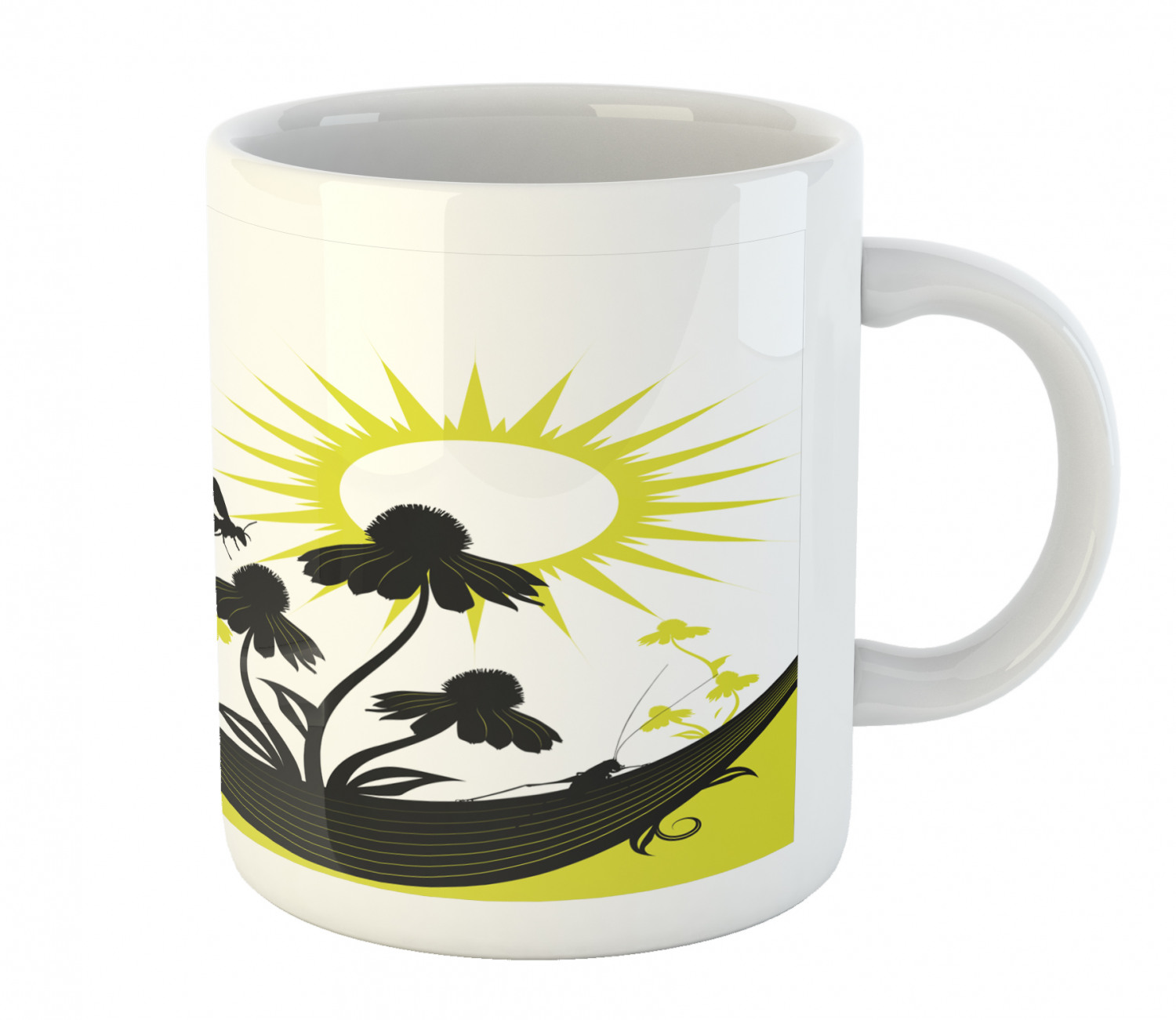 Coffee Unique Mug 11 oz Printed Ceramic Design Cup Ambesonne