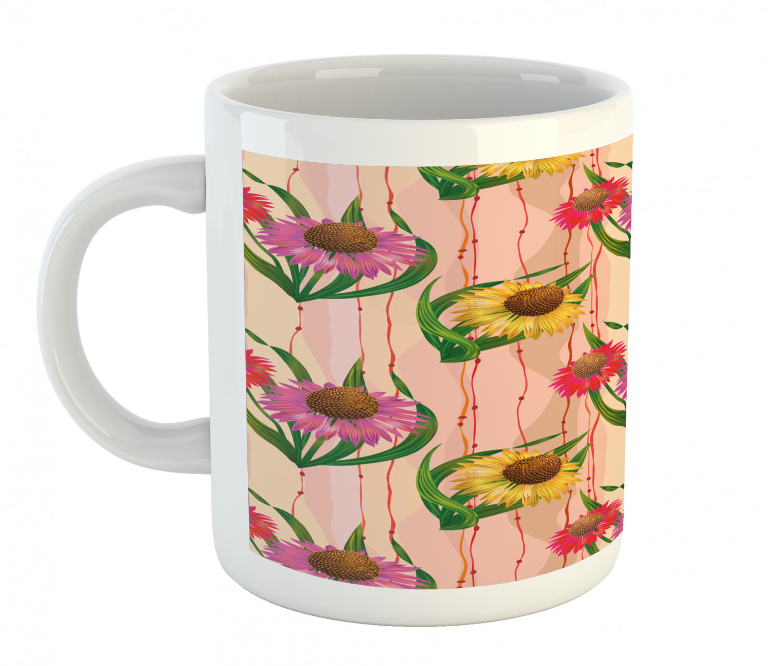 Coffee Unique Mug 11 oz Printed Ceramic Design Cup Ambesonne