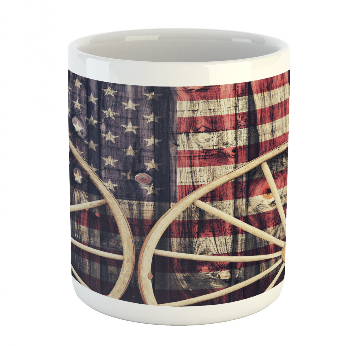 Ambesonne American Design Ceramic Coffee Mug Cup for Water Tea Drinks, 11 oz