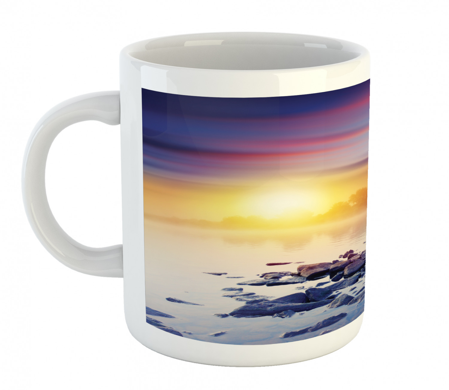 Coffee Unique Mug 11 oz Printed Ceramic Design Cup Ambesonne