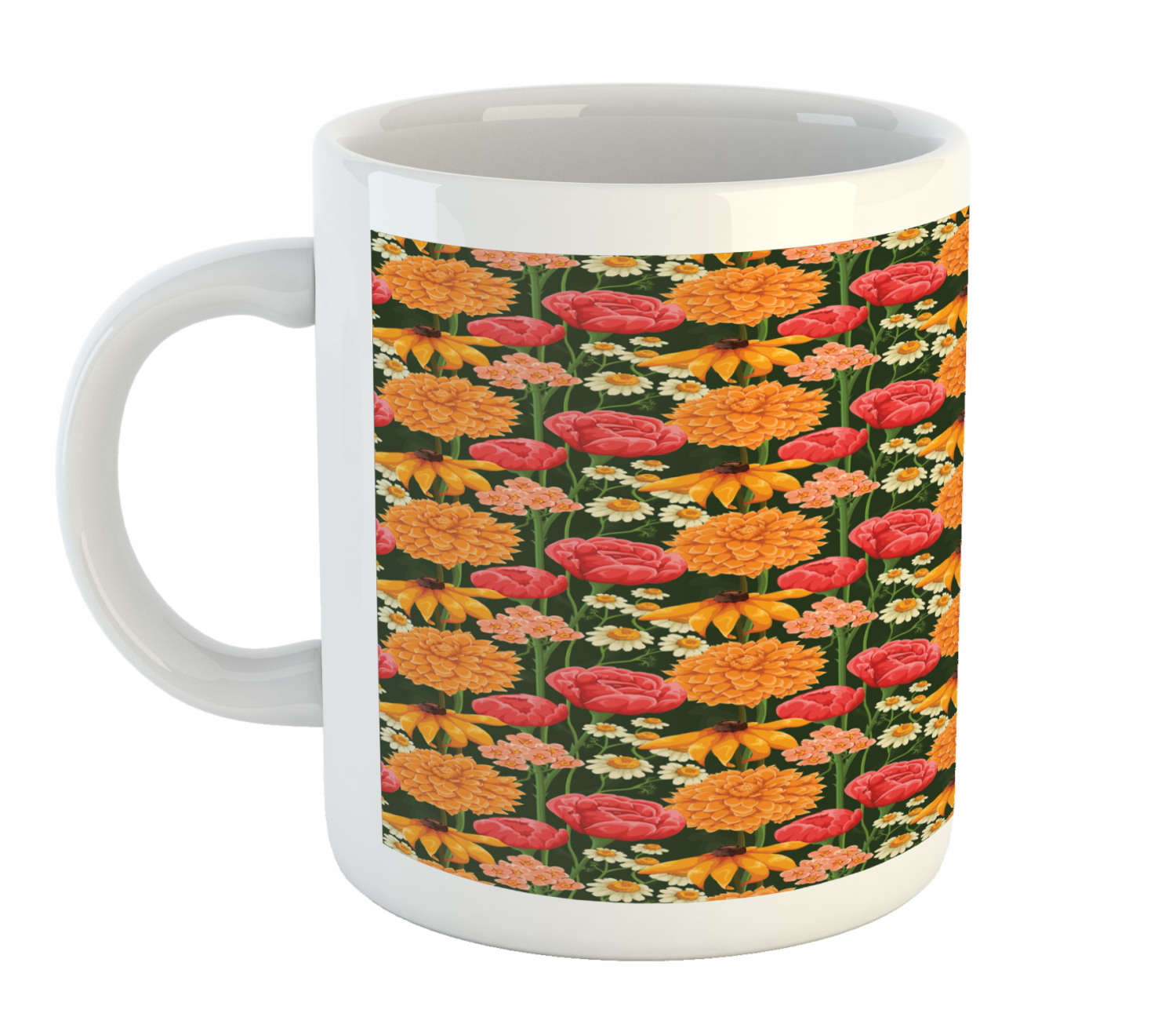 Coffee Unique Mug 11 oz Printed Ceramic Design Cup Ambesonne