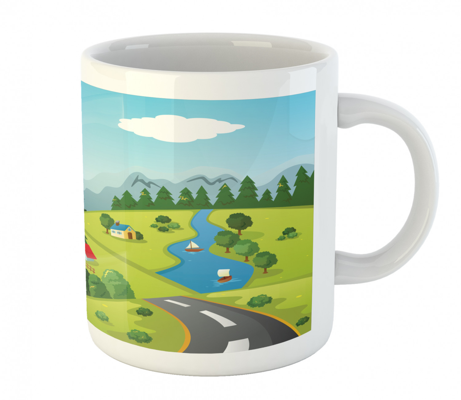 Coffee Unique Mug 11 oz Printed Ceramic Design Cup Ambesonne