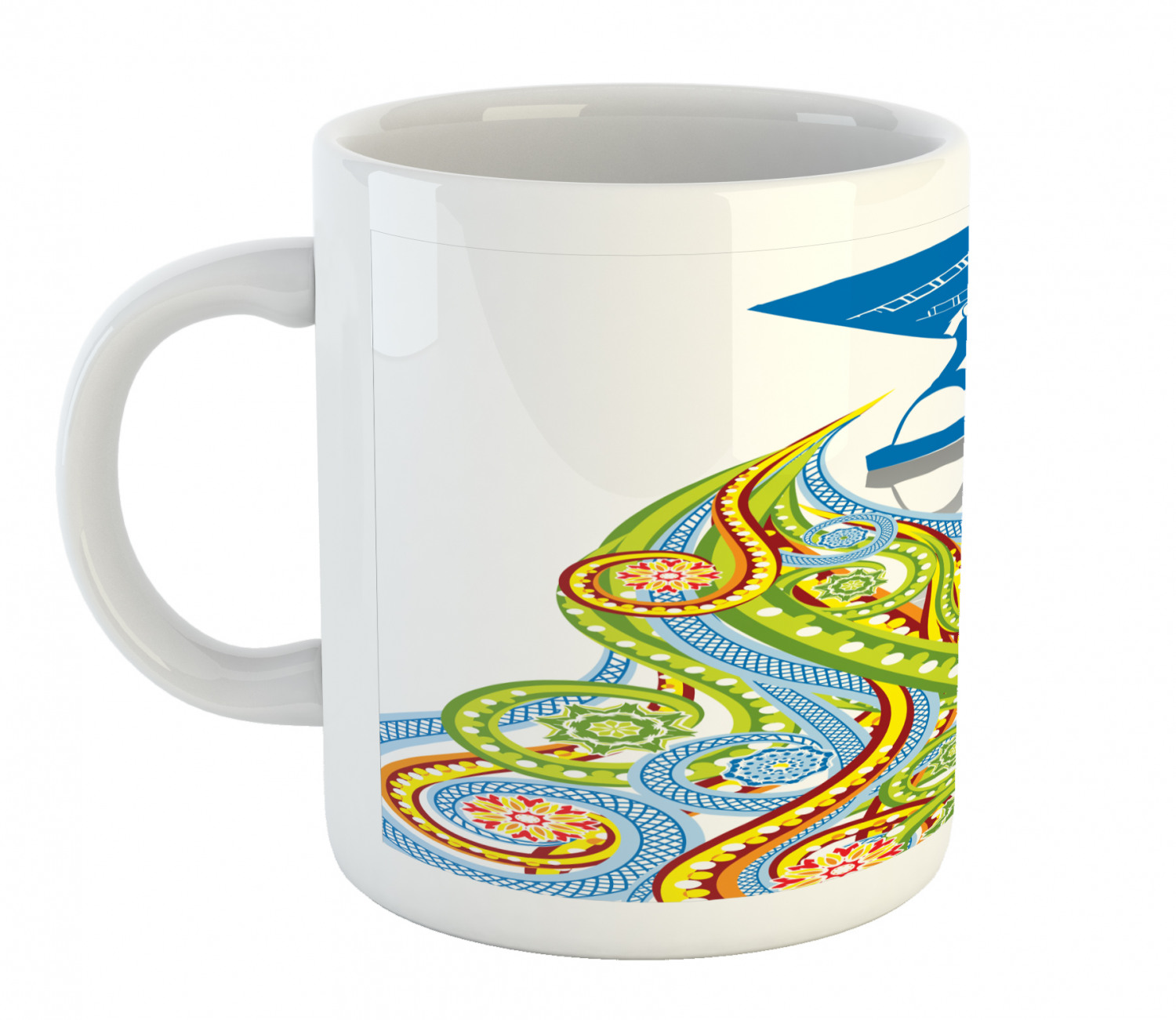 Coffee Unique Mug 11 oz Printed Ceramic Design Cup Ambesonne