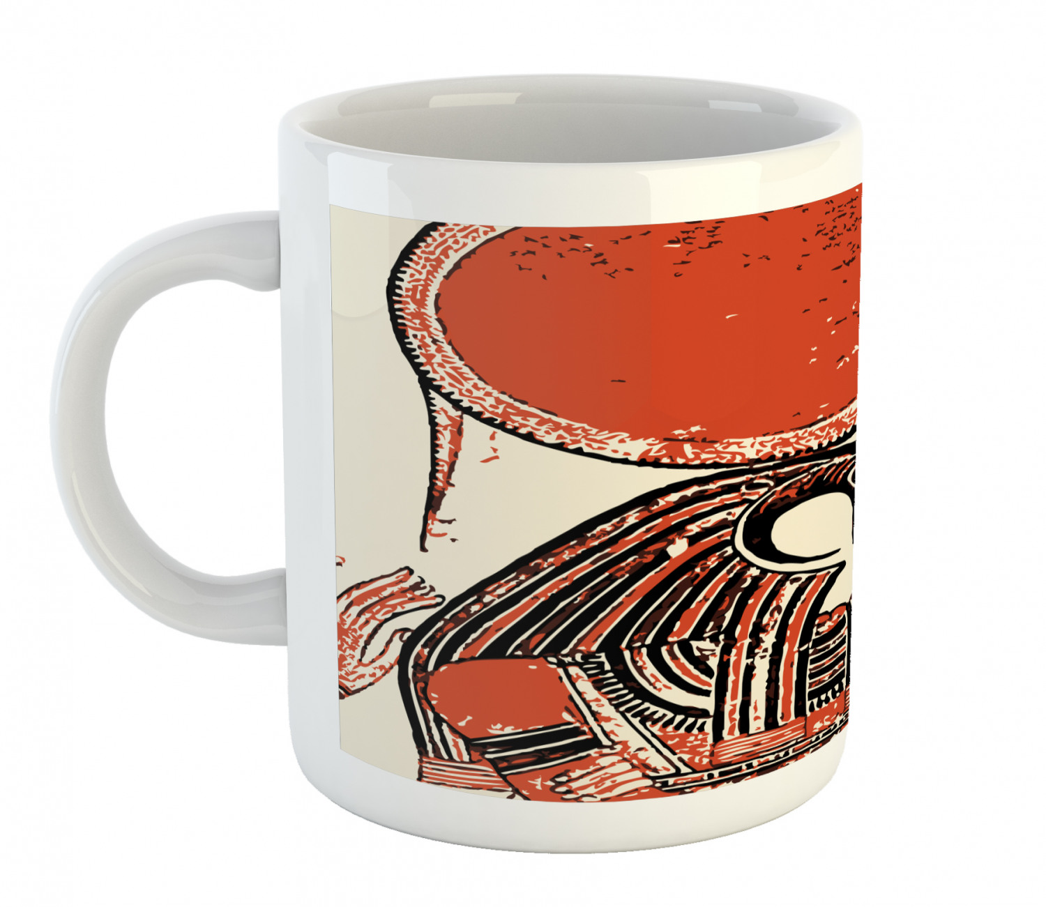 Coffee Unique Mug 11 oz Printed Ceramic Design Cup Ambesonne