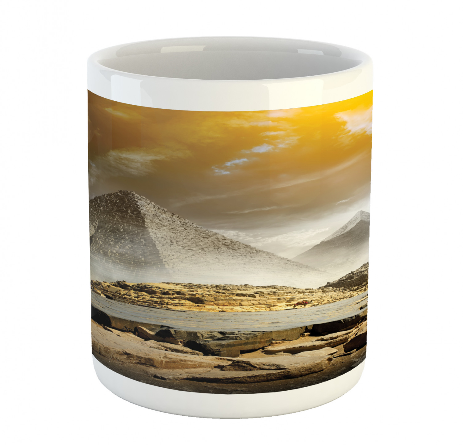 Coffee Unique Mug 11 oz Printed Ceramic Design Cup Ambesonne