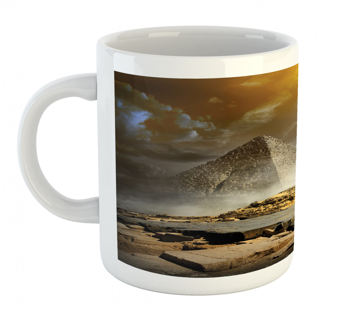 Coffee Unique Mug 11 oz Printed Ceramic Design Cup Ambesonne