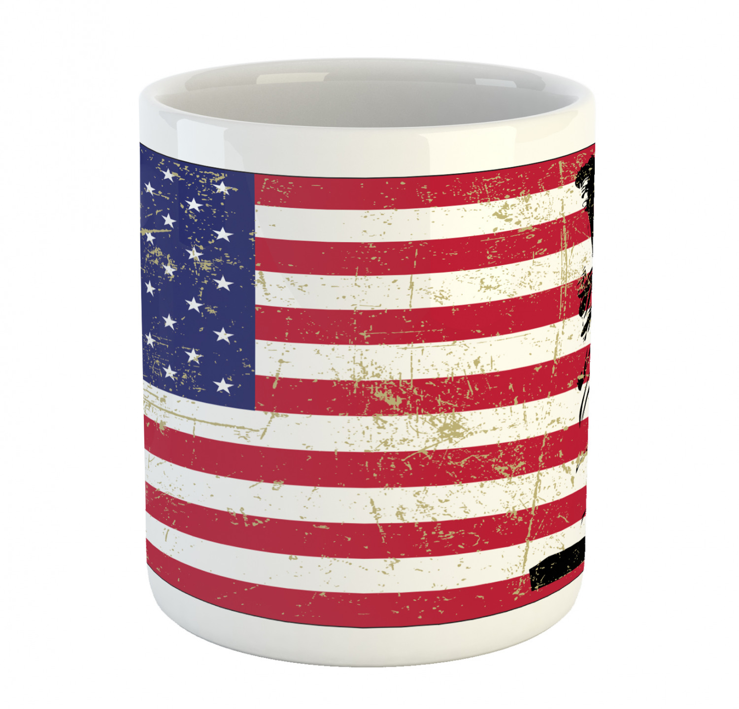 Ambesonne American Design Ceramic Coffee Mug Cup for Water Tea Drinks, 11 oz