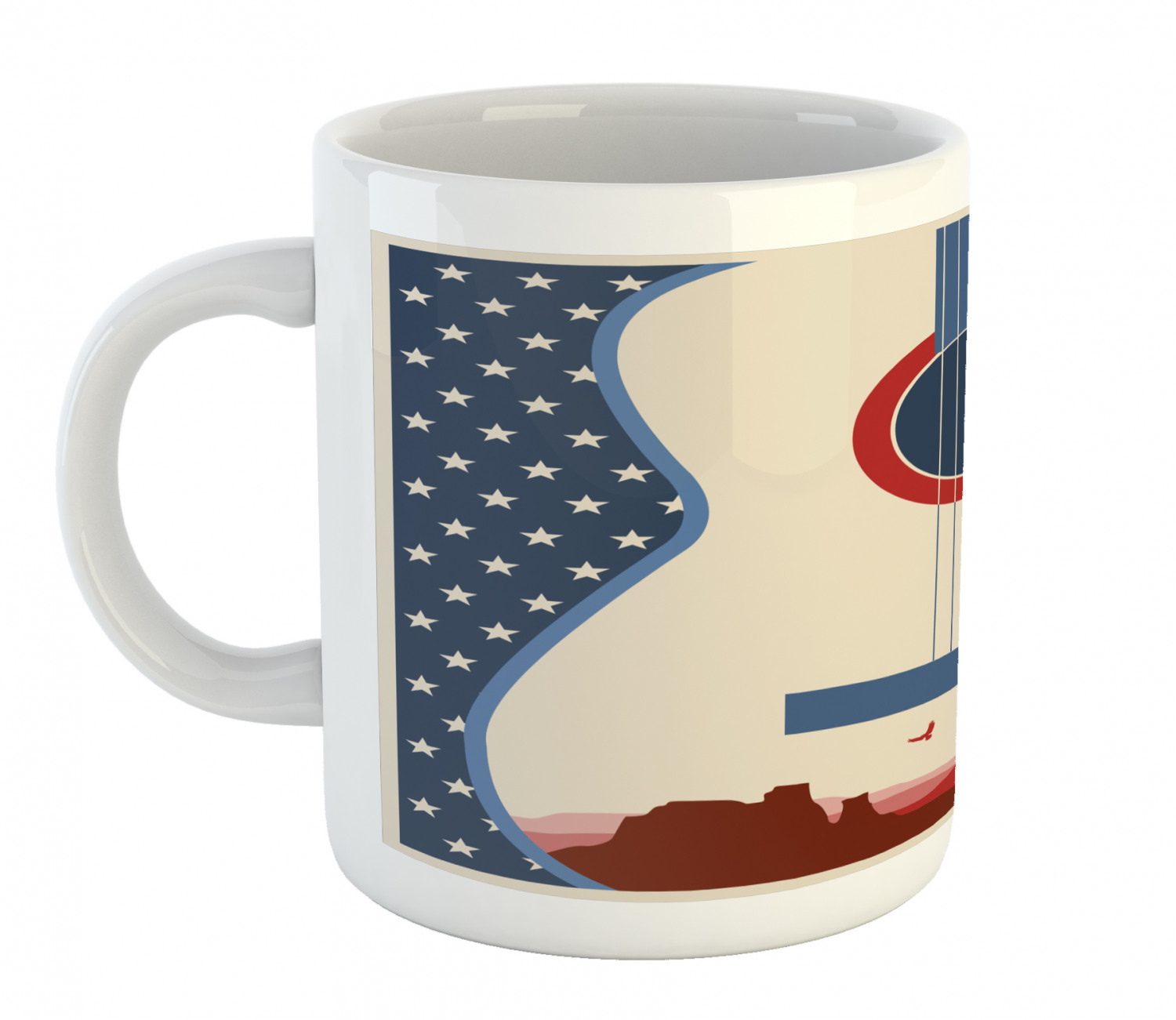 Ambesonne American Design Ceramic Coffee Mug Cup for Water Tea Drinks, 11 oz