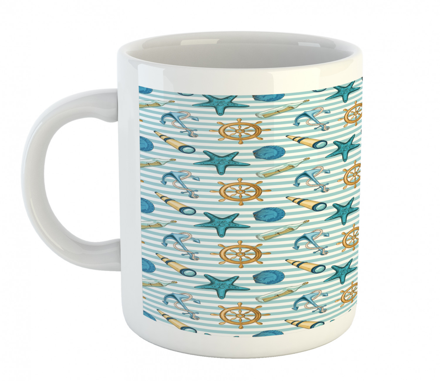 Ambesonne Nautical Theme Ceramic Coffee Mug Cup for Water Tea Drinks