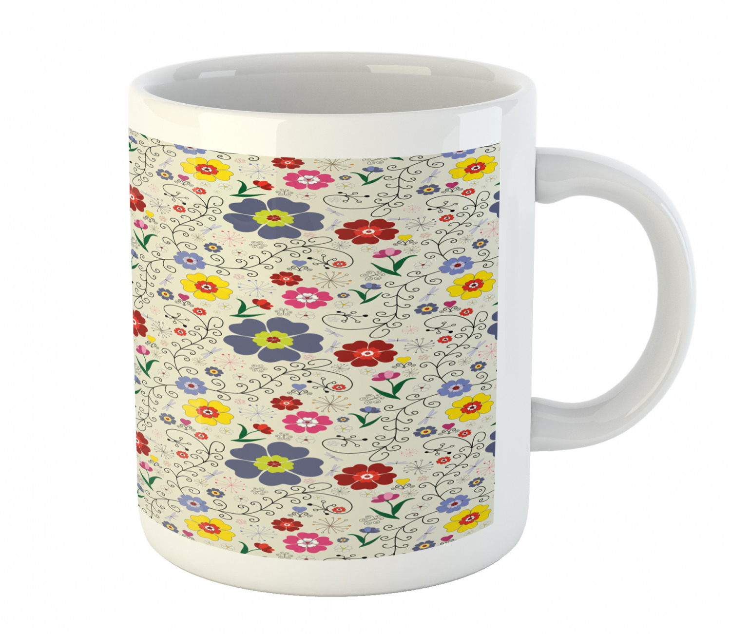 Floral Leaves Ceramic Coffee Mug Cup for Water Tea Drinks, 11 oz - Picture 82 of 244