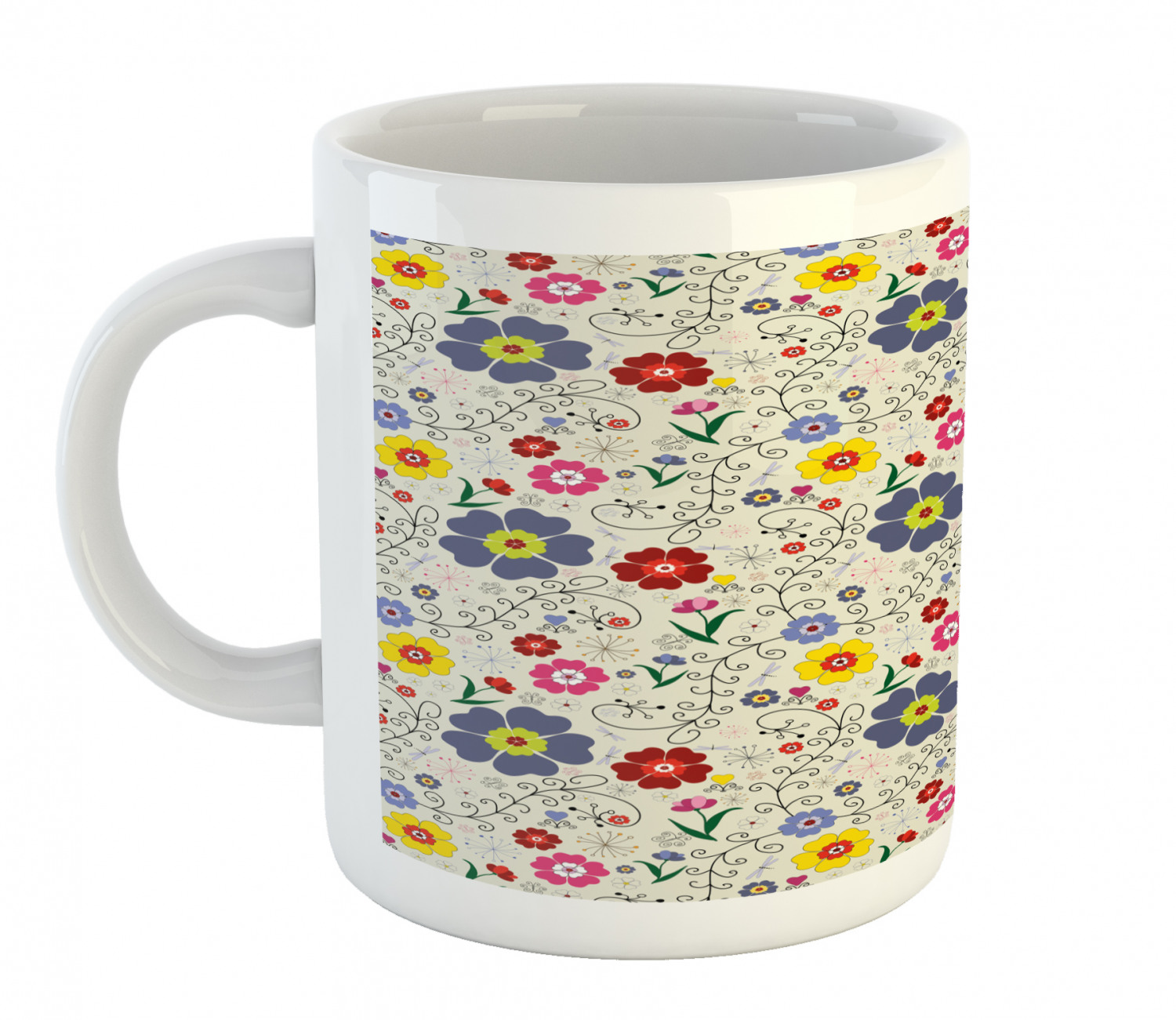 Floral Leaves Ceramic Coffee Mug Cup for Water Tea Drinks, 11 oz - Picture 83 of 244