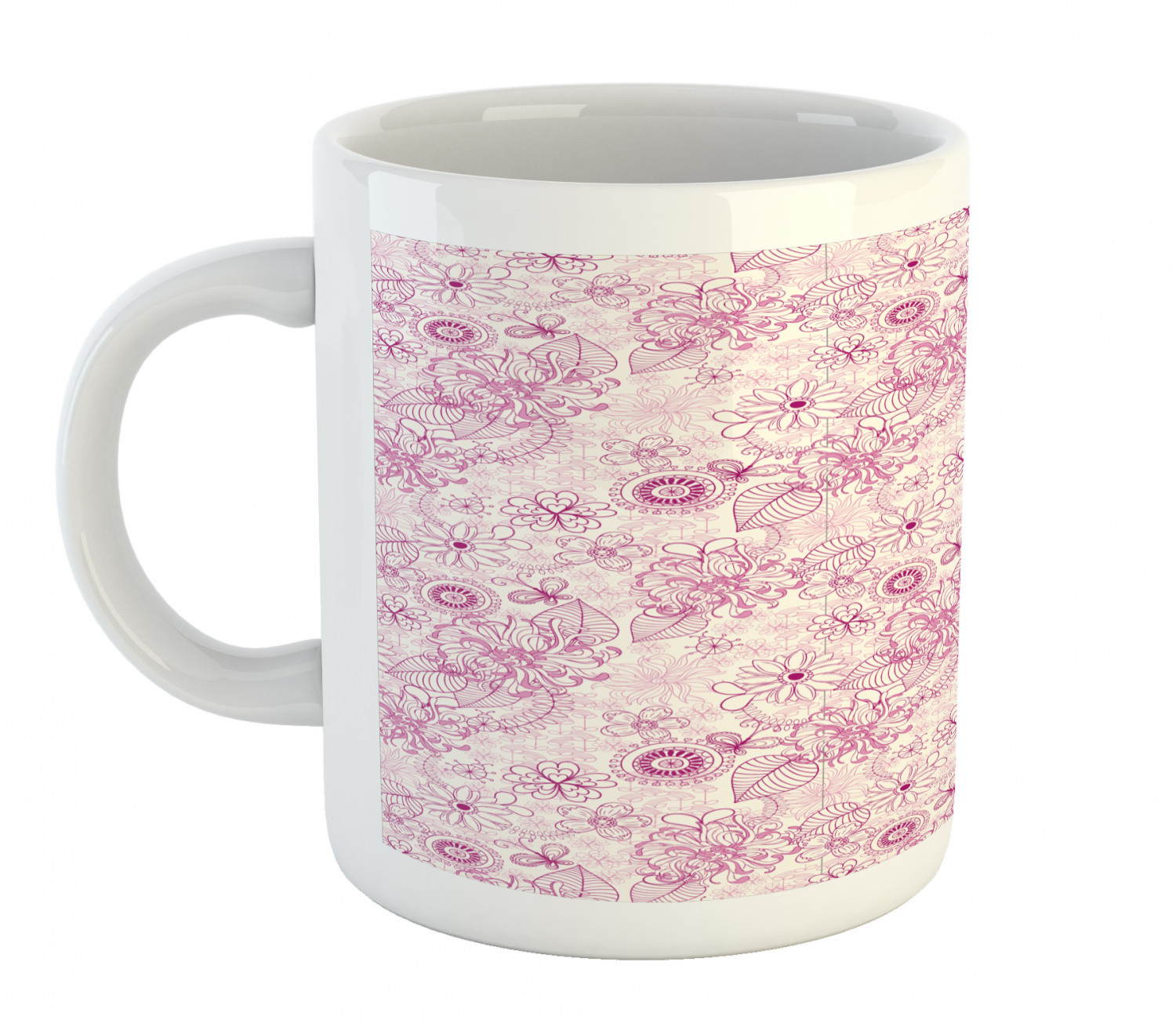Floral Leaves Ceramic Coffee Mug Cup for Water Tea Drinks, 11 oz - Picture 159 of 244