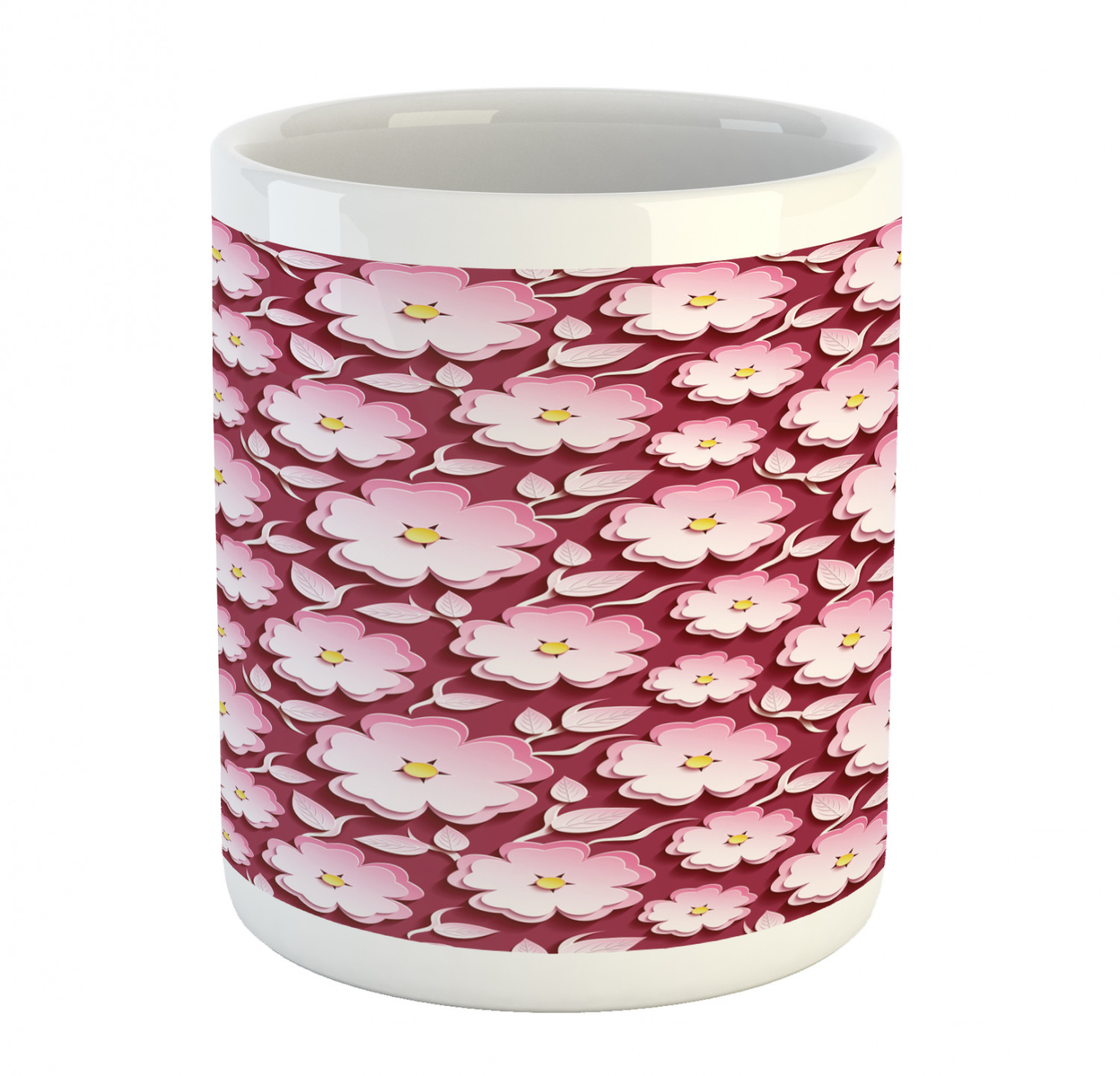 Floral Leaves Ceramic Coffee Mug Cup for Water Tea Drinks, 11 oz - Picture 145 of 244