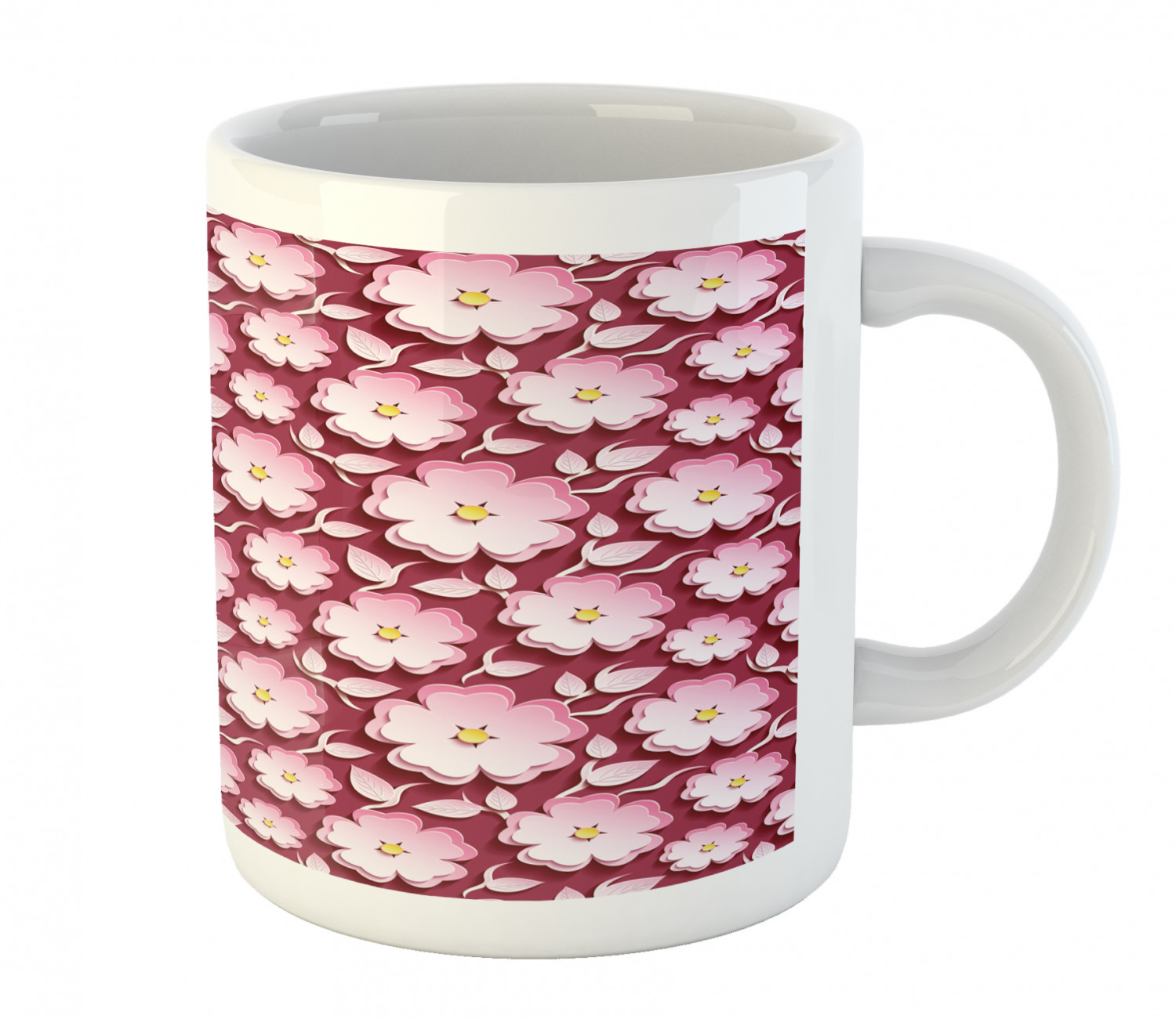 Floral Leaves Ceramic Coffee Mug Cup for Water Tea Drinks, 11 oz - Picture 146 of 244