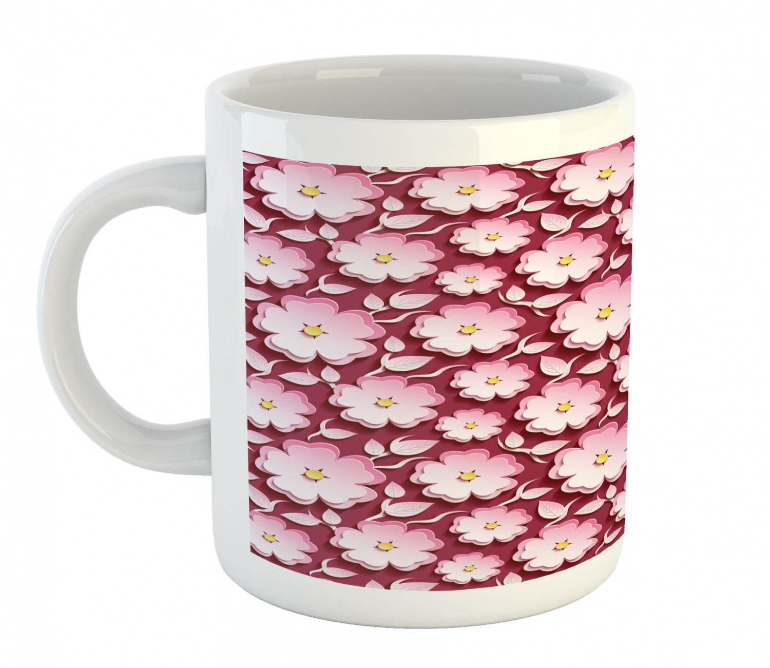 Floral Leaves Ceramic Coffee Mug Cup for Water Tea Drinks, 11 oz - Picture 147 of 244