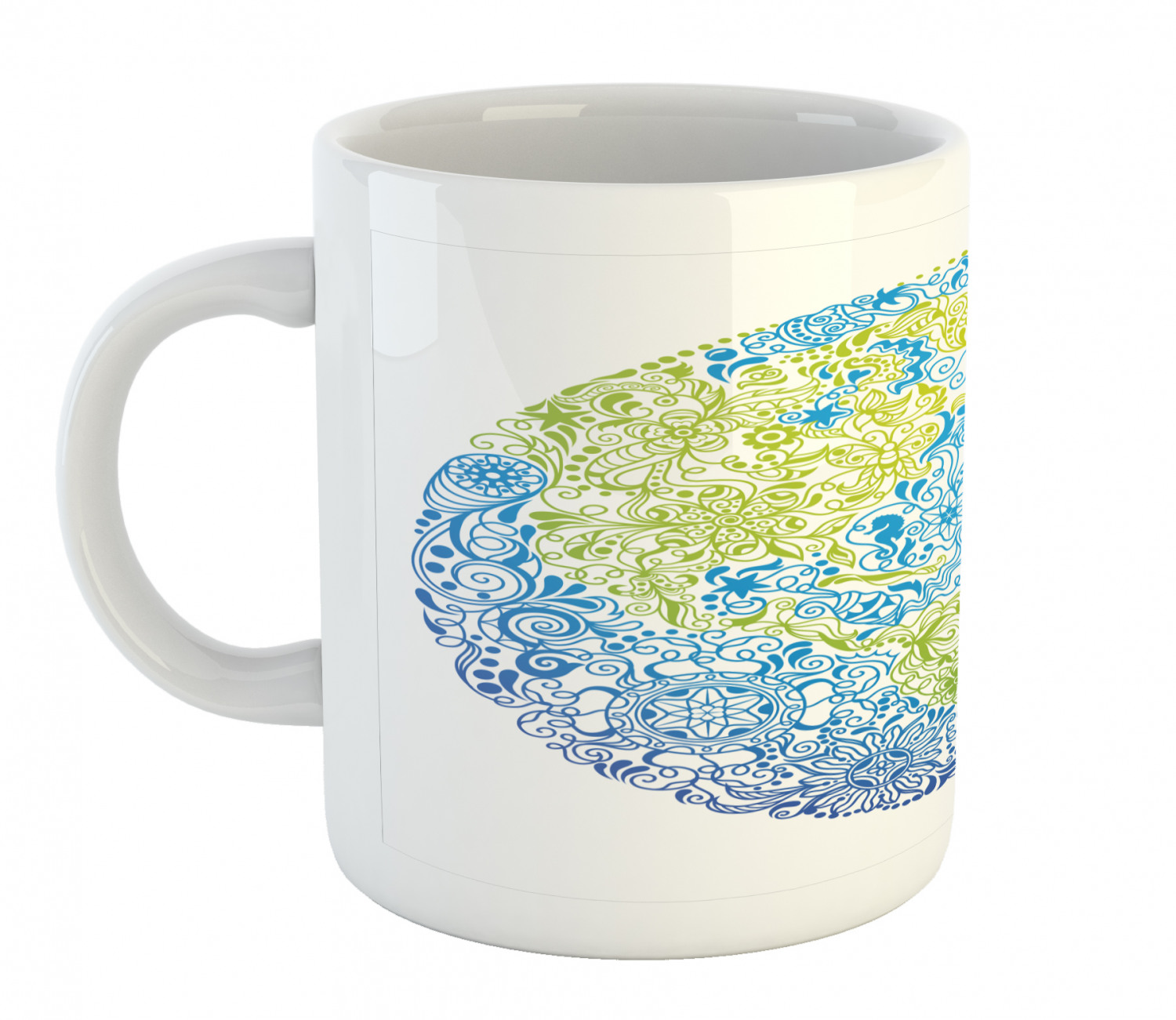 Floral Leaves Ceramic Coffee Mug Cup for Water Tea Drinks, 11 oz - Picture 39 of 244