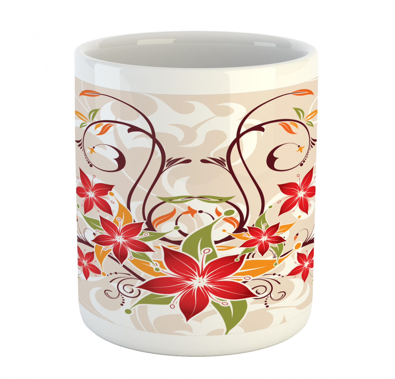 Floral Leaves Ceramic Coffee Mug Cup for Water Tea Drinks, 11 oz - Picture 29 of 244
