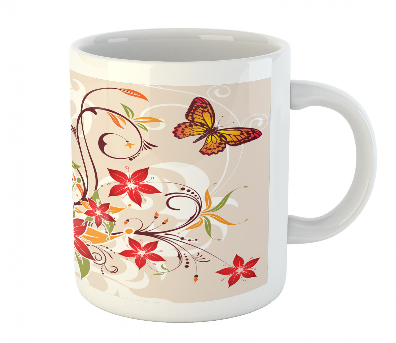 Floral Leaves Ceramic Coffee Mug Cup for Water Tea Drinks, 11 oz - Picture 30 of 244