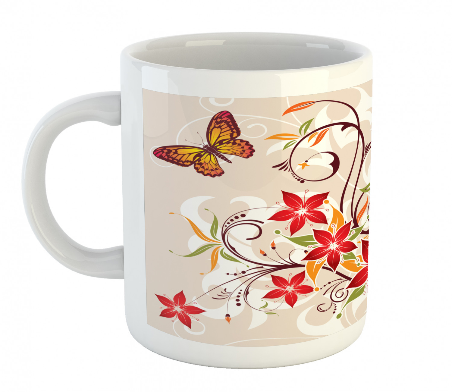 Floral Leaves Ceramic Coffee Mug Cup for Water Tea Drinks, 11 oz - Picture 31 of 244