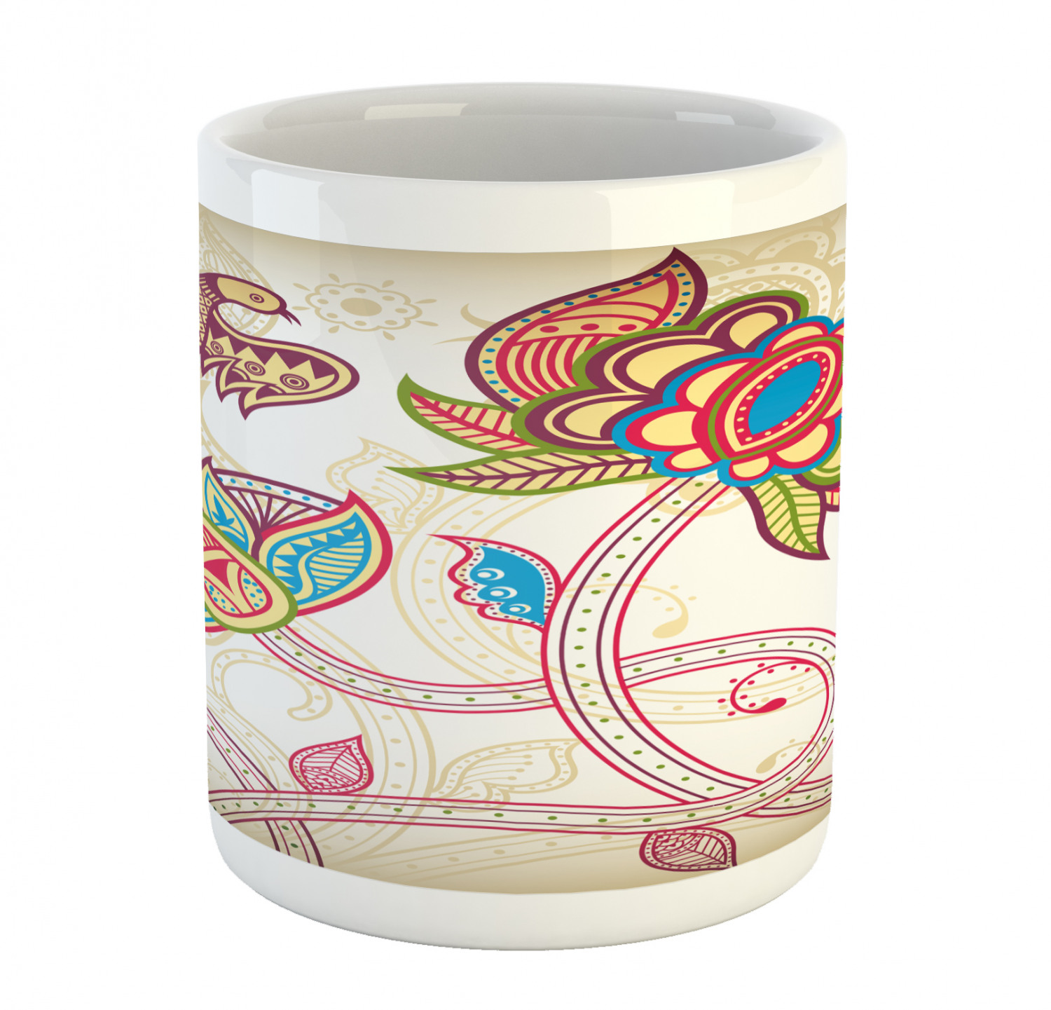Floral Leaves Ceramic Coffee Mug Cup for Water Tea Drinks, 11 oz - Picture 85 of 244