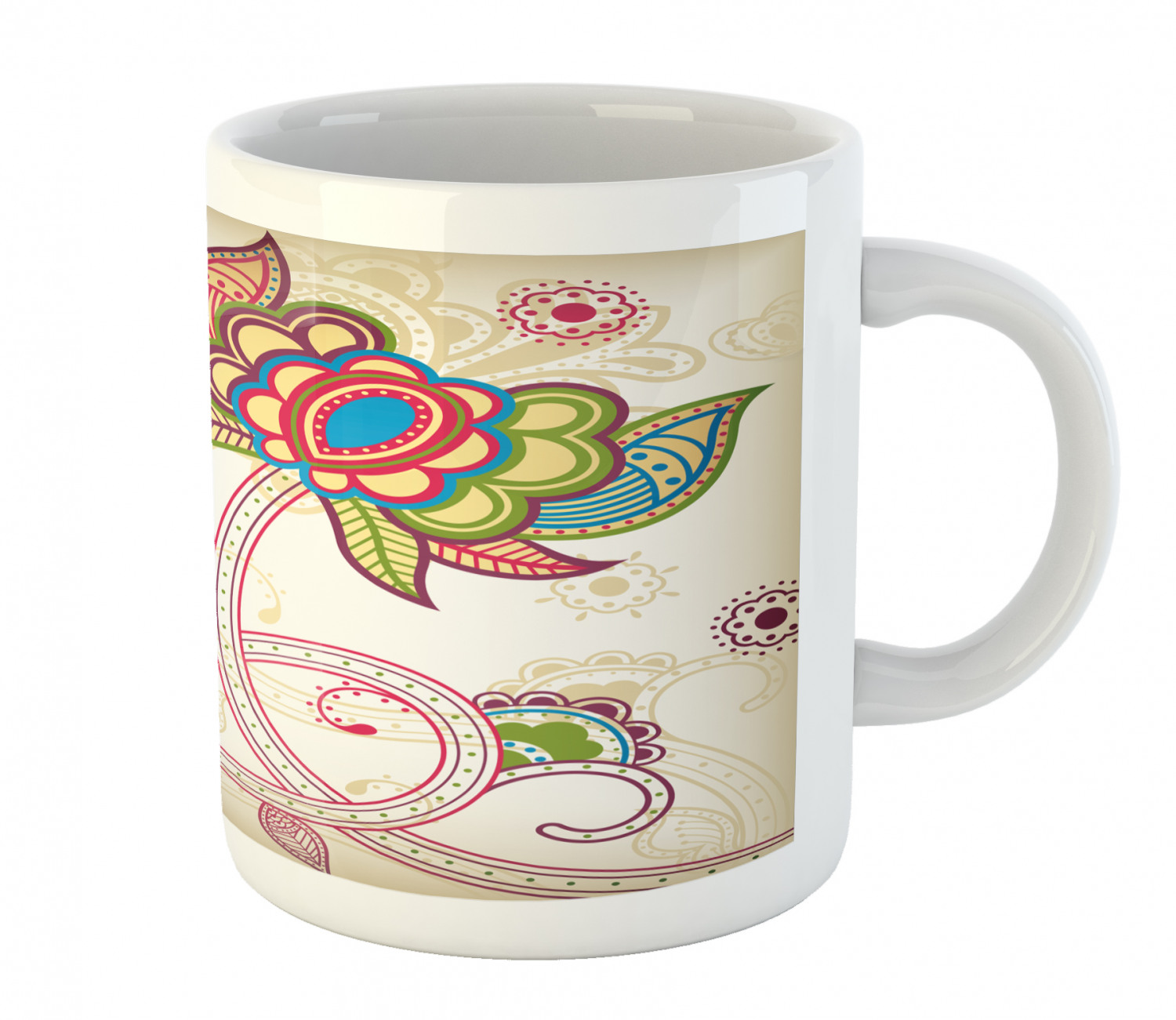 Floral Leaves Ceramic Coffee Mug Cup for Water Tea Drinks, 11 oz - Picture 86 of 244