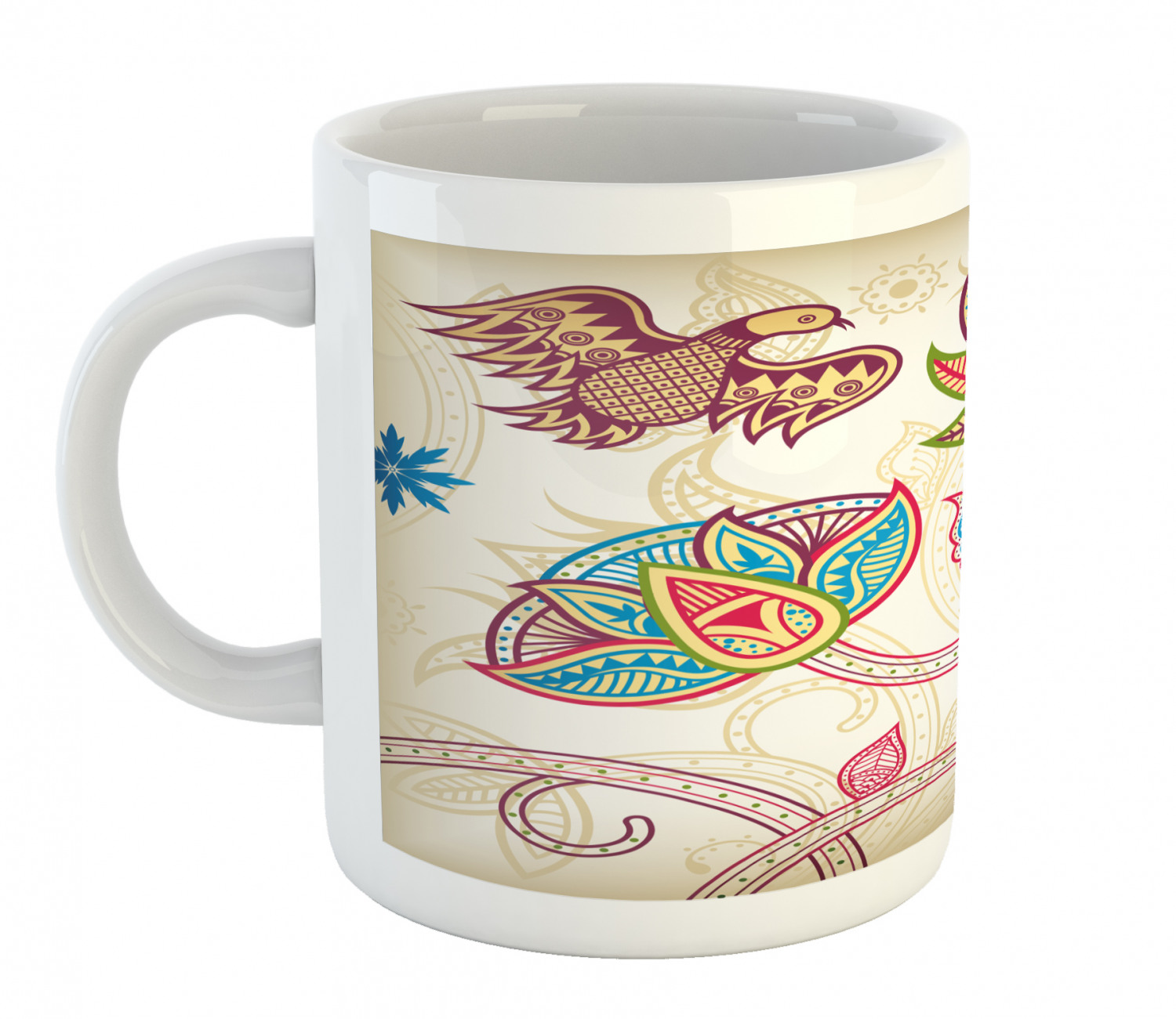 Floral Leaves Ceramic Coffee Mug Cup for Water Tea Drinks, 11 oz - Picture 87 of 244