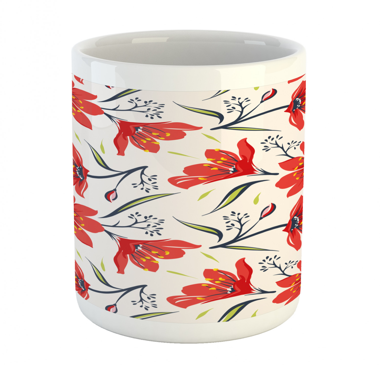 Floral Leaves Ceramic Coffee Mug Cup for Water Tea Drinks, 11 oz - Picture 229 of 244